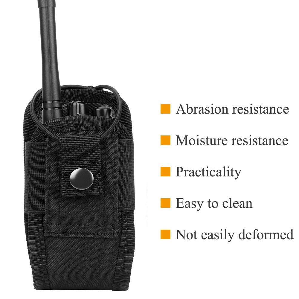 Abcgoodefg Molle Radio Holder Walkie Talkie Pouch Case For Duty Belt Radio Holster Tactical Hunting Intercom Bag (1 Pack, Black)