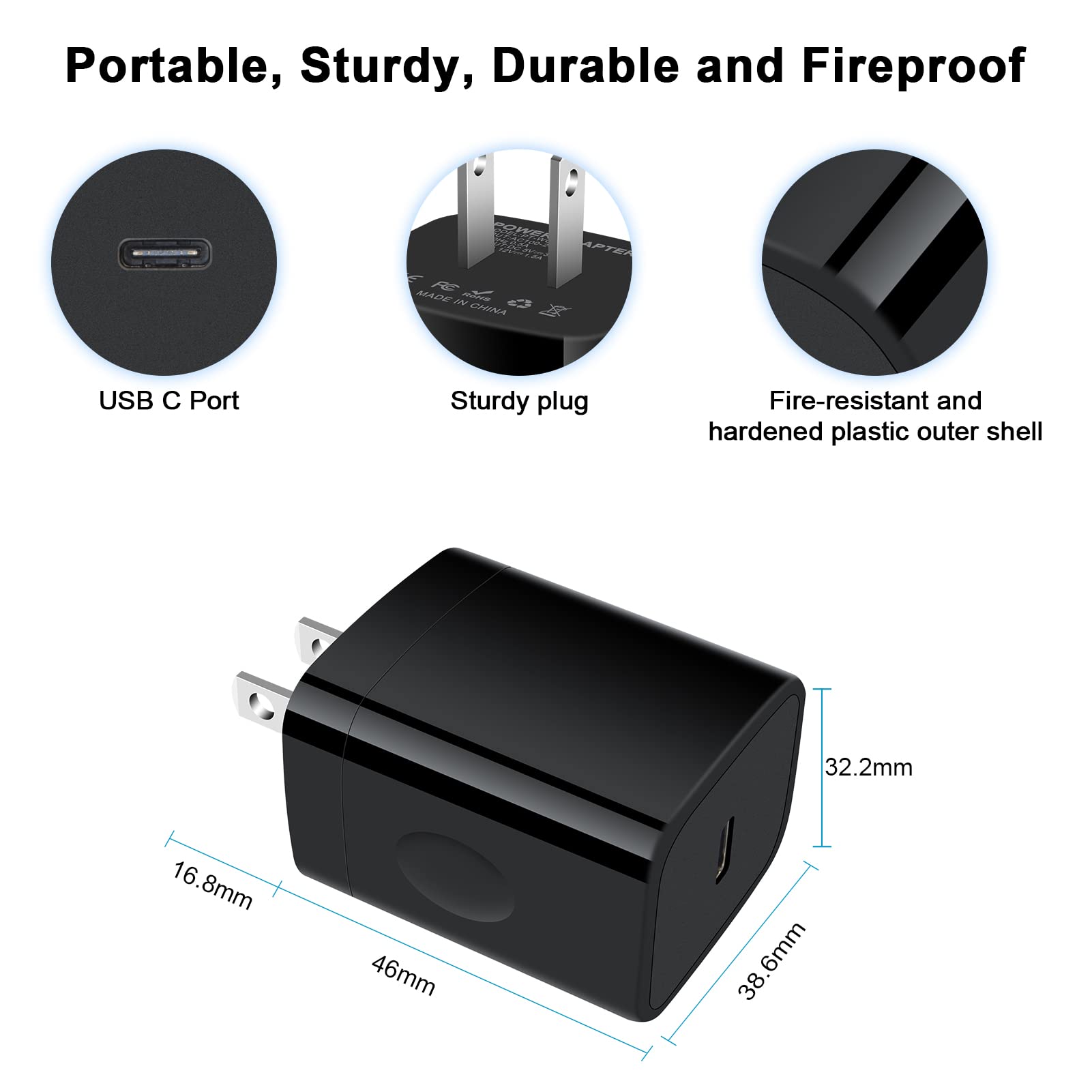 20W Usb C Wall Charger Block Fast Adapter For Samsung Galaxy A36 A26 Z Fold 5 6 Flip 5 6 A15 A14 A53 A54 A73 A23 A71 A51 A52 A42 A32 A12 A13 5G A03S A20 A90 S23 S22 Ultra 5G S21 Fe S10 S10E S9 S8