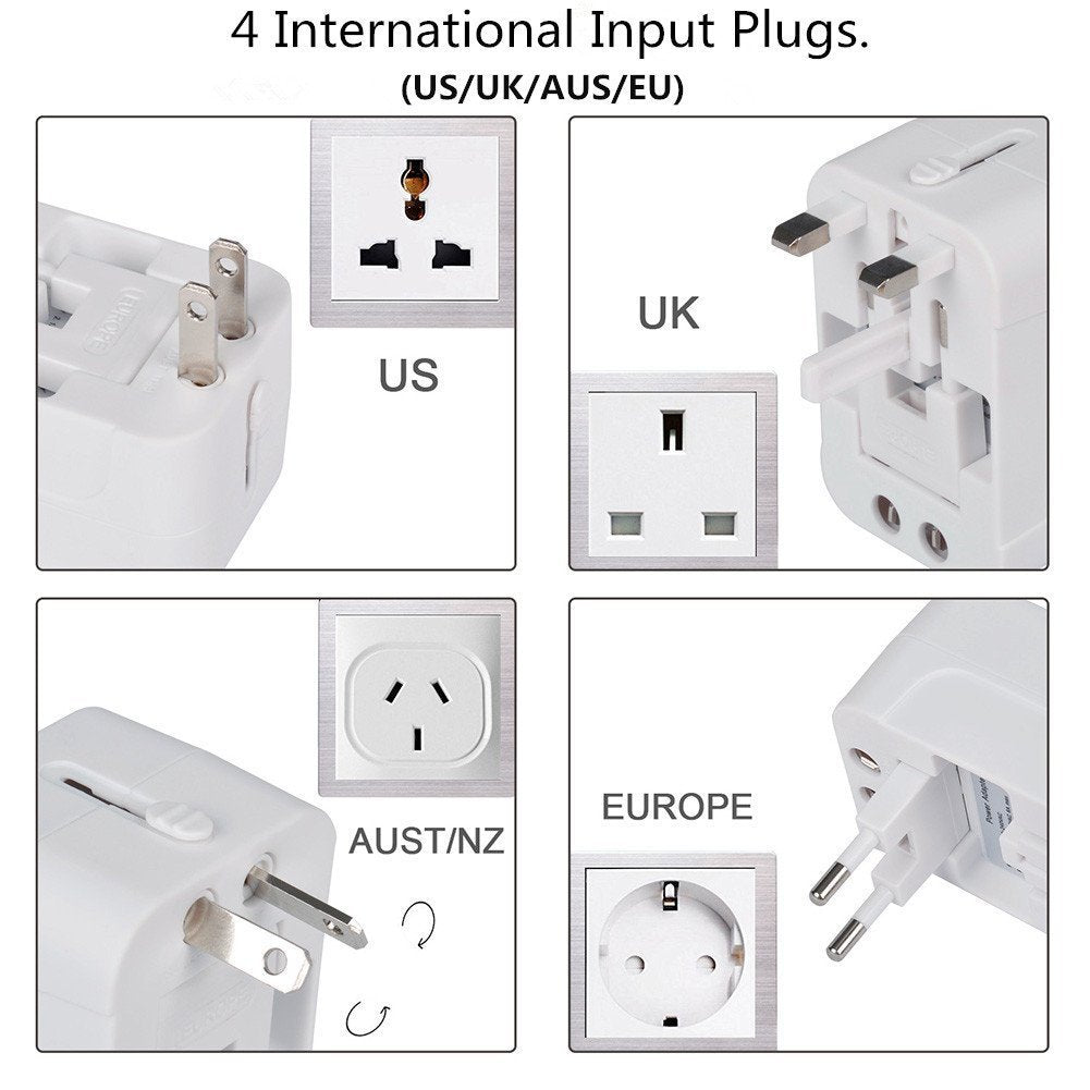 International Universal All In One Worldwide Travel Adapter Wall Charger Ac Power Plug Adapter With Usb C Charging Ports For Usa