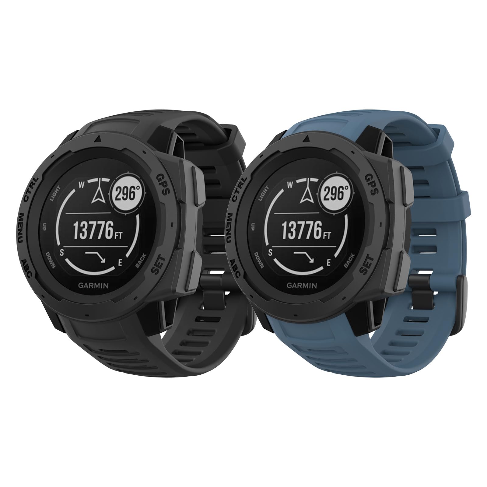 MoKo 2Pack 22mm Soft Silicone Sport Replacement Watch Band for Garmin Instinct/Instinct Solar/Tactical/Instinct 2 GPS Smartwatch