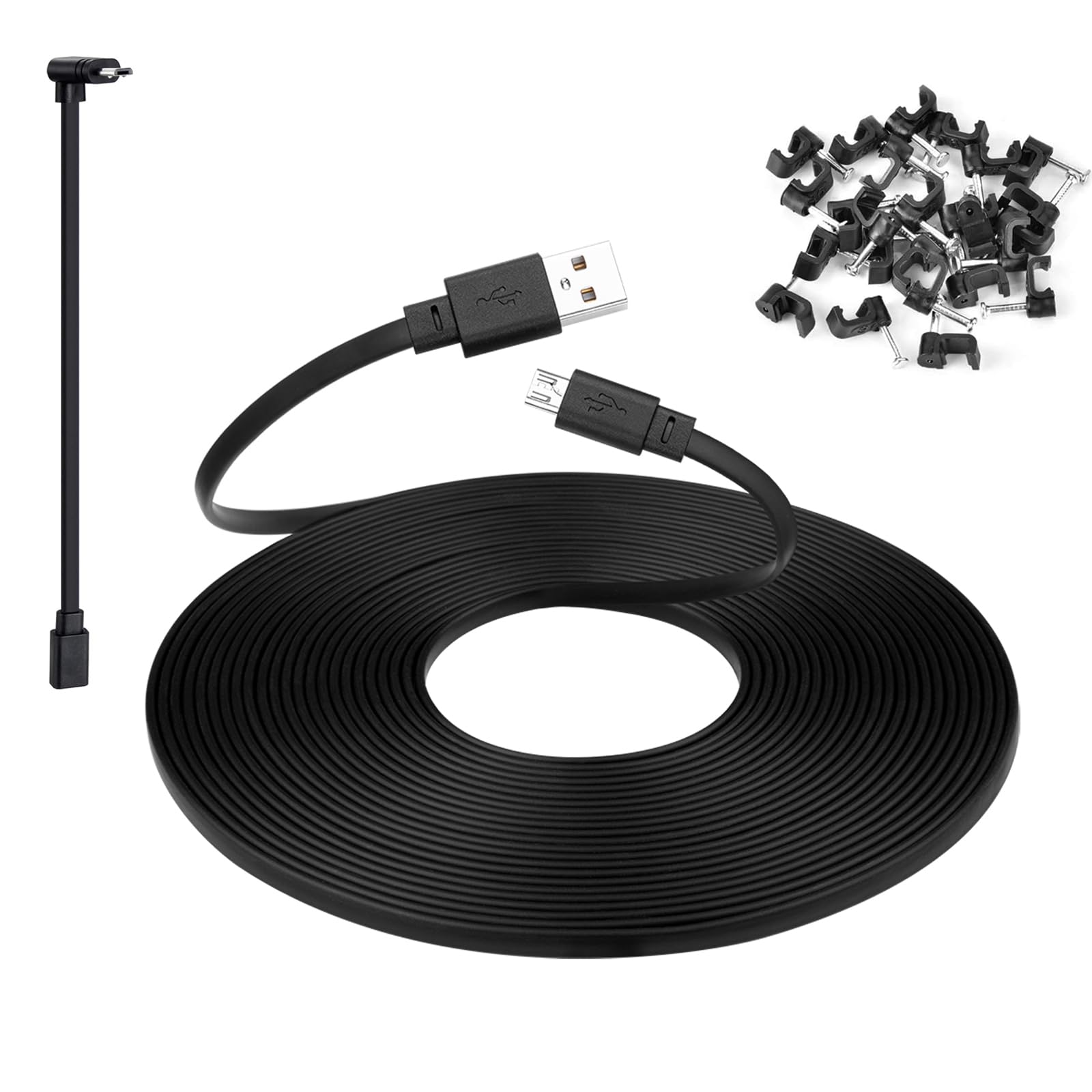 Smays 25 ft Micro USB Extension Cable for Wyze Cam v4, Pan v3, Nest, Black