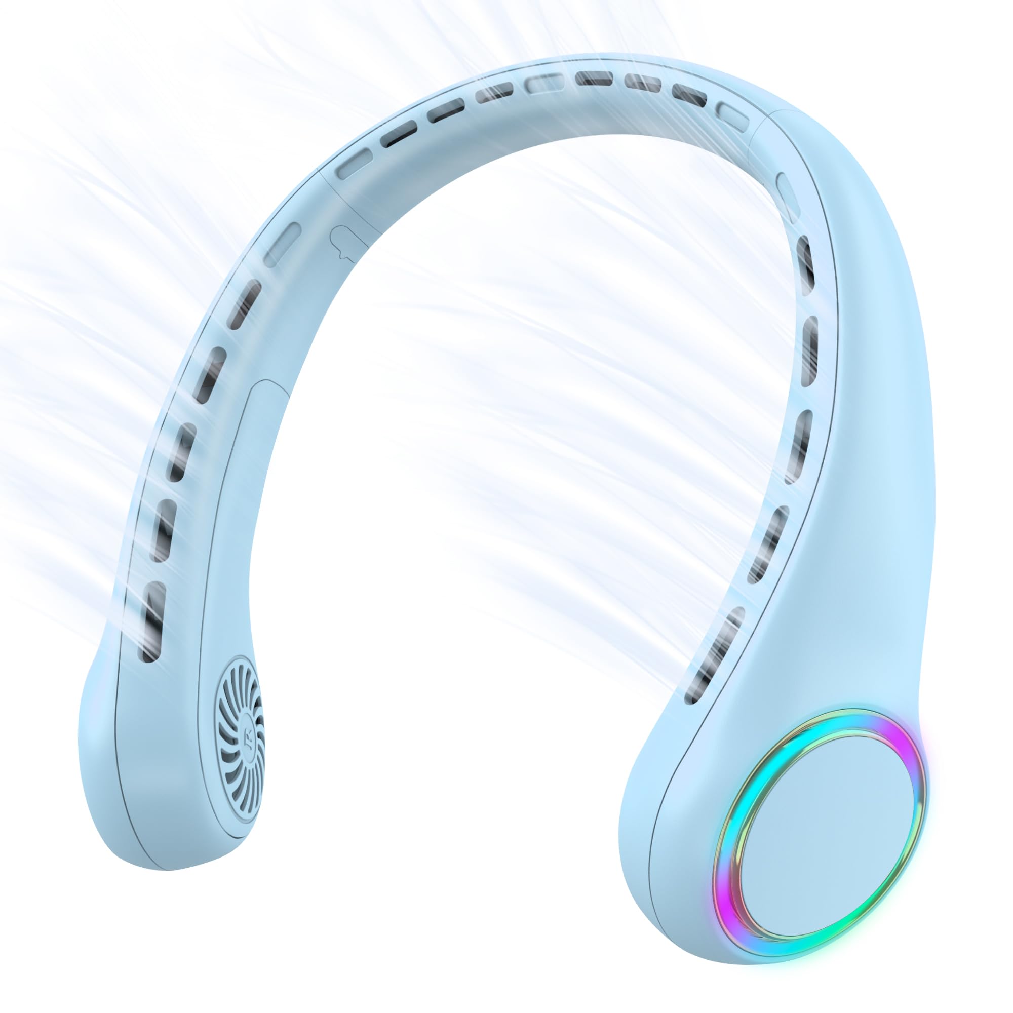 Neck fan, Portable Fan with 5-17H Lifespan, 4000mAh Neck fan air conditioner with 3 Adjustable Speeds and 64 Cool Lights, Nice R