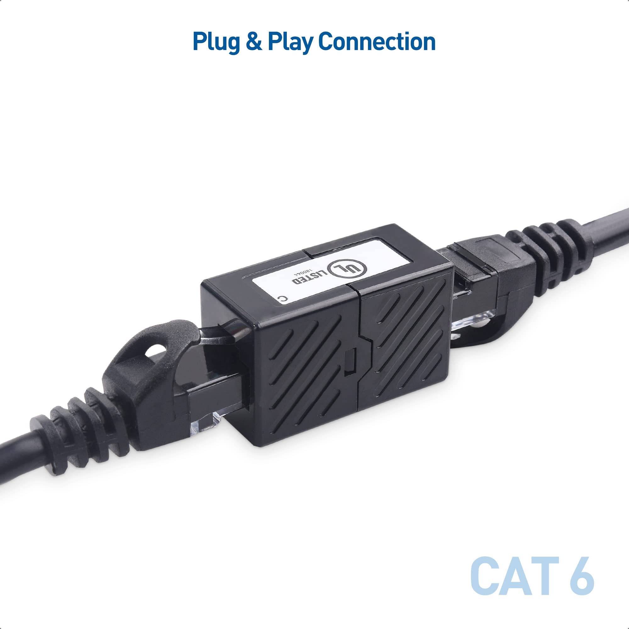 [UL Listed] Cable Matters 2 Pack 10Gbps Cat 6 Ethernet Coupler (RJ45 Coupler, Cat6 Coupler, Ethernet Extender Adapter) in Black, Compatible with Cat6A, Cat5e