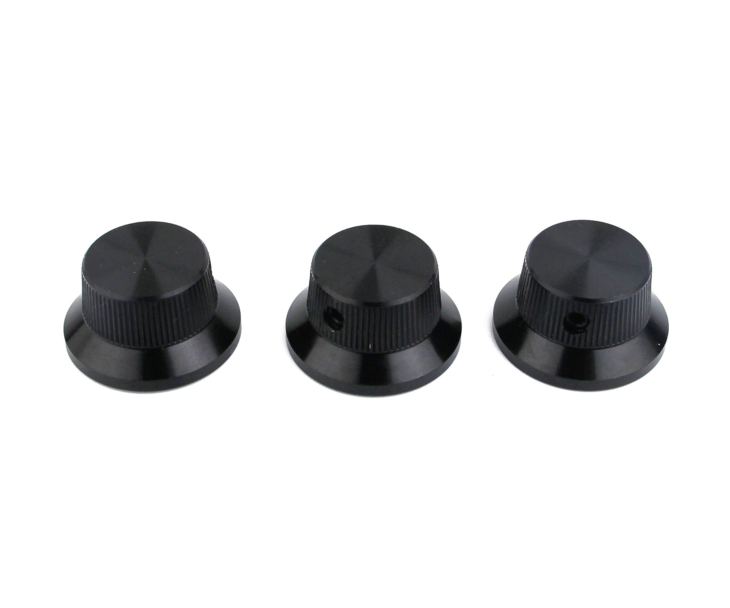 Guyker Electric Guitar Bass Control Potentiometer Knobs, Aluminum Alloy Hat Top Metal Volume Knob Replacement Parts (3 Piece, Bl