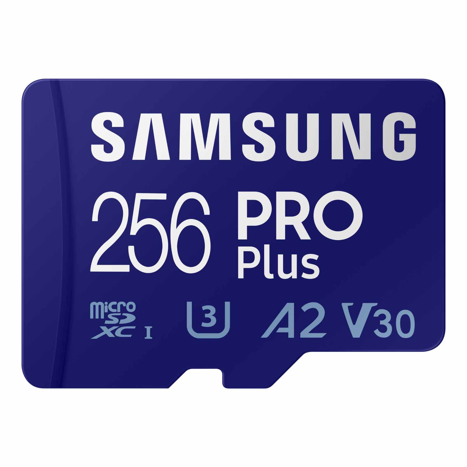 SAMSUNG PRO Plus microSD Memory Card + Adapter, 256GB microSDXC, Up to 180 MB/s, Full HD & 4K UHD, UHS I, C10, U3, V30, A2, for 