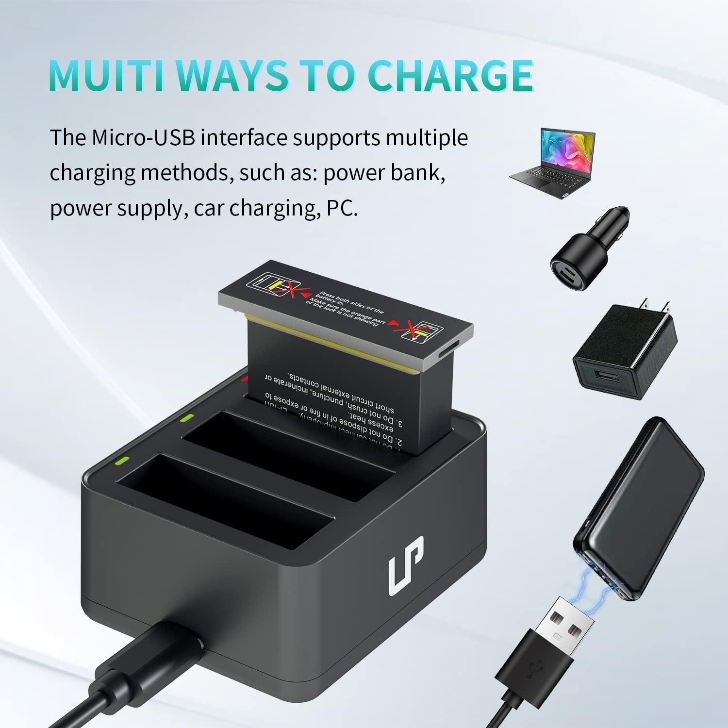 Lp Battery Charger Kit Compatible With Dji Osmo,3 Pack 1300Mah Replacement Battery And Intelligent 3 Channel Usb Charger Kit For