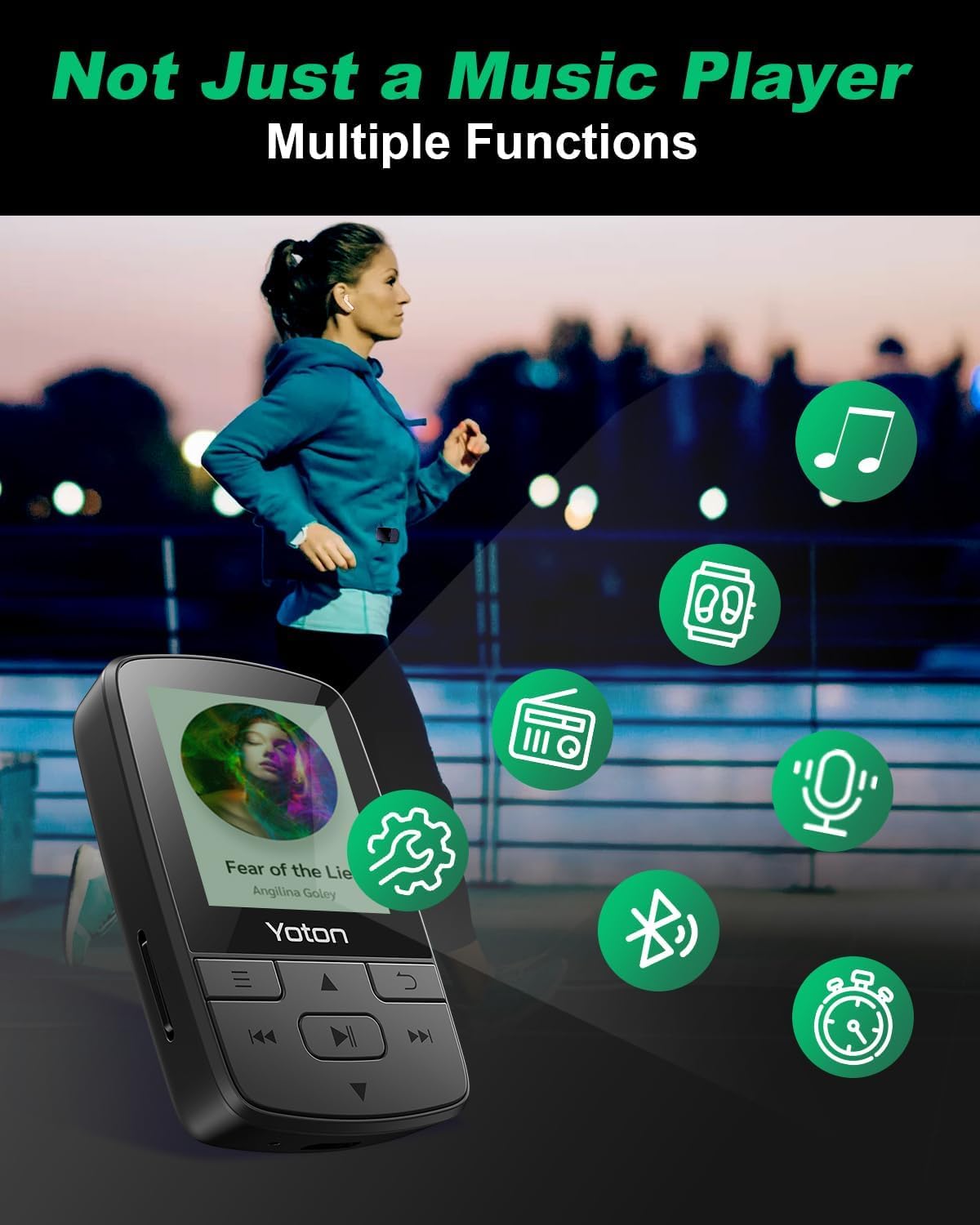 Yoton Mp3 Player With Bluetooth 5.2, 32Gb Mini Hifi Music Player With Sports Clip, Portable Mp3 Player For Kids With Independent