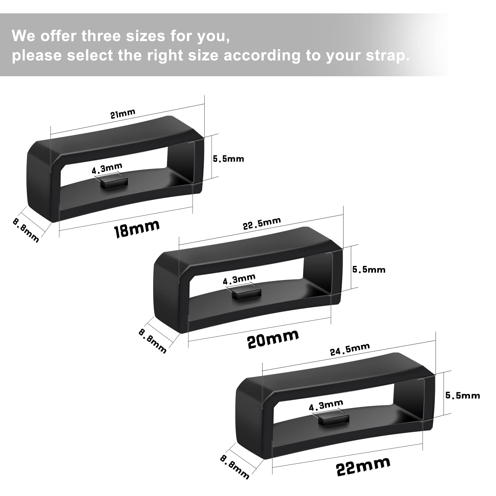Savita 6Pcs Watch Strap Holder Loop 18Mm Silicone Watch Band Keeper Retainer Fastener Ring Parts For Smart Watch Band Wristband