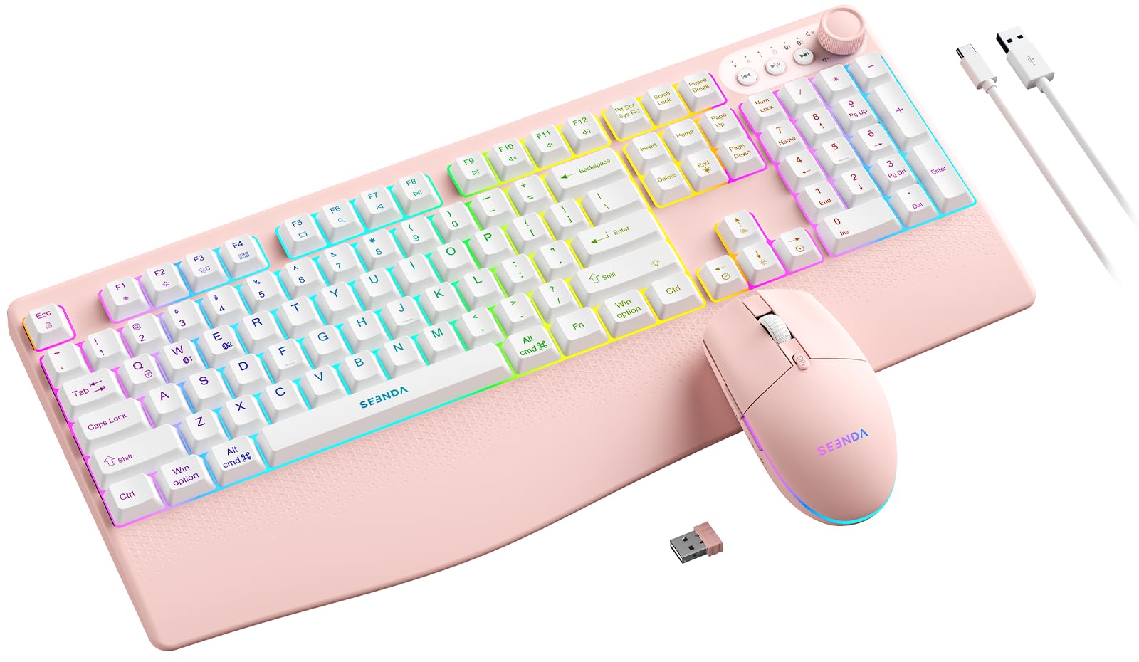 seenda Wireless Bluetooth Keyboard and Mouse, MultiMode Backlit, Ergonomic