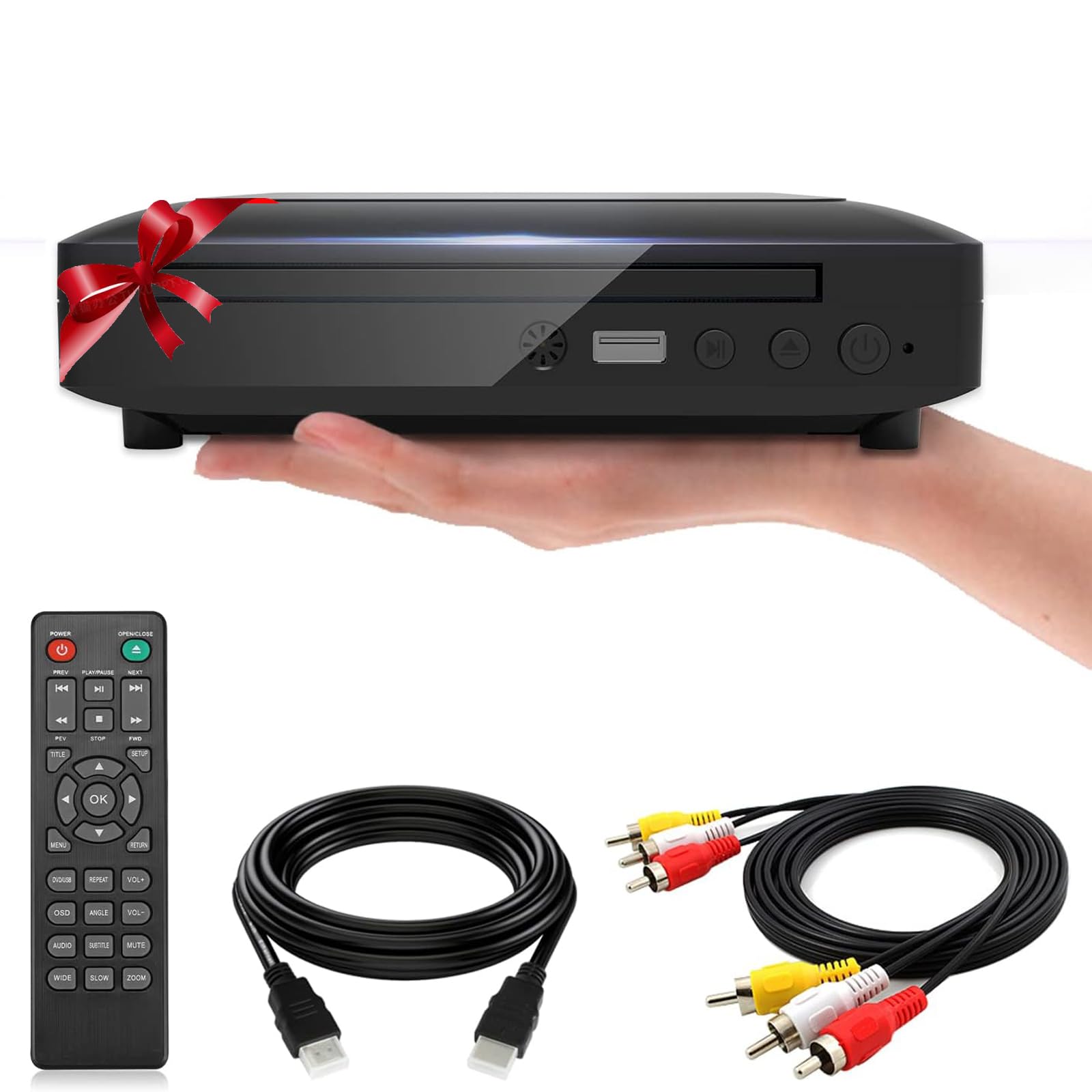 Mini Dvd Player For Tv, Region Free Hd 1080P Supported With Hdmi/Av Cables, Usb Input, Contain Remote Control For Dvd Player, Su