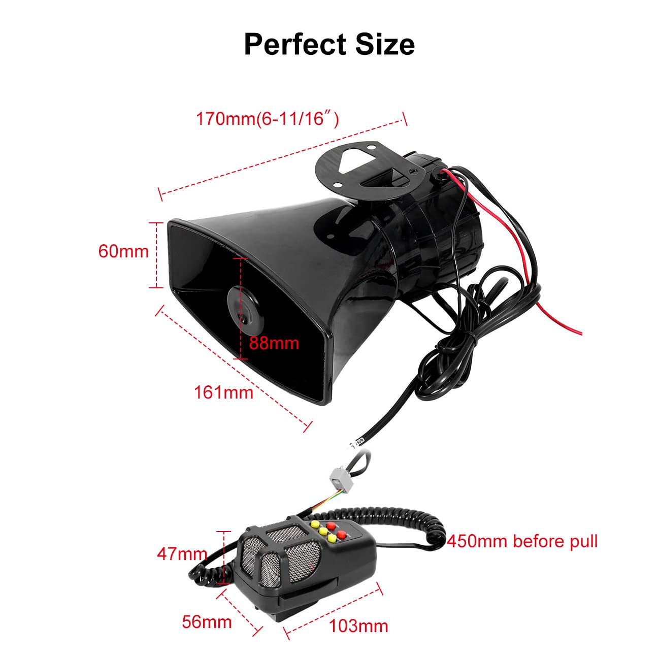 Partol Car Siren Horn 5 Tone Vehicle Siren Speaker With Mic Pa Speaker System 100W Emergency Sound Amplifier With Microphone