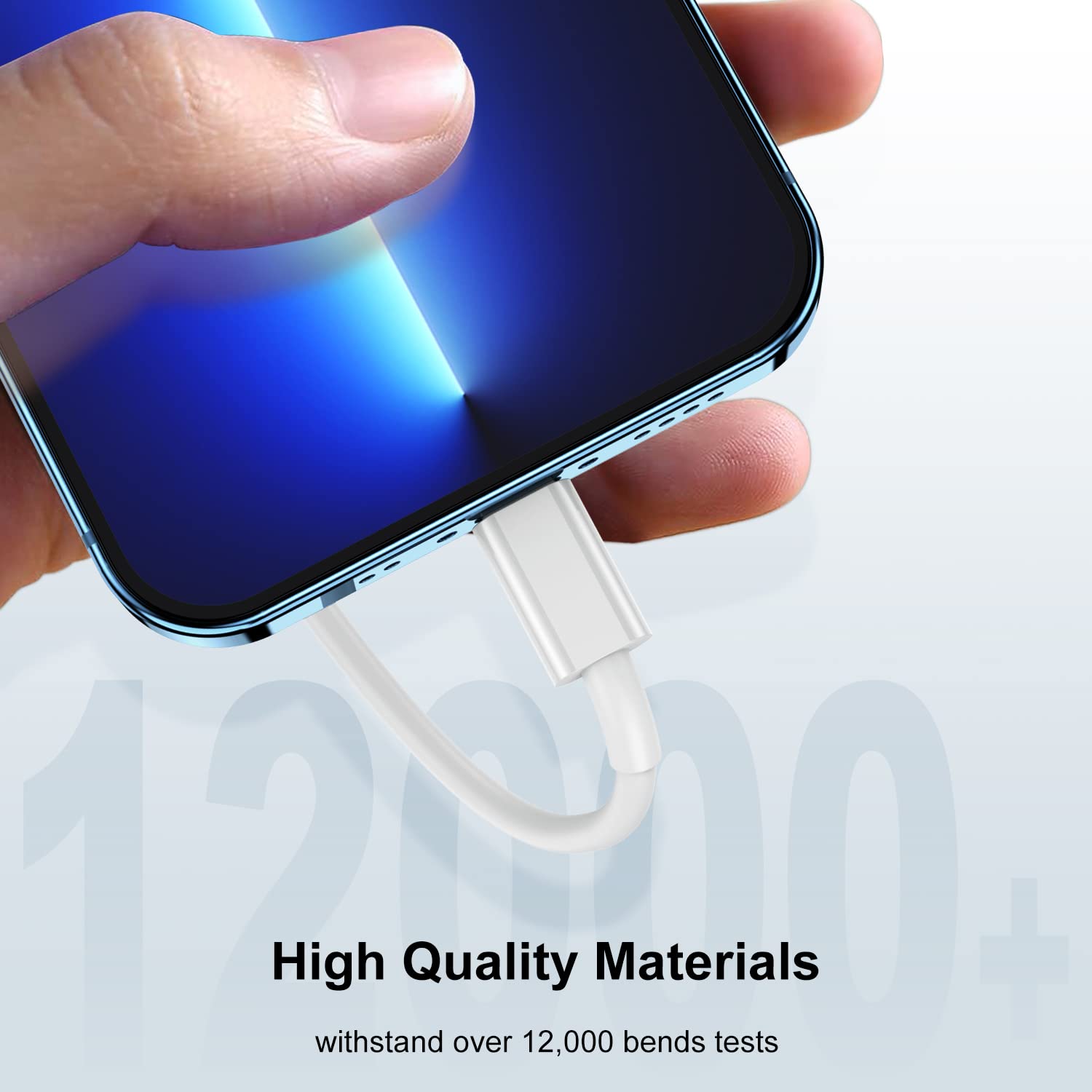 Susnwere Extra Long 15 ft iPhone Charger Cable, MFi Certified USB to Lightning Fast Charging Cord, White, Compatible with iPhone 14/13/12/11/8/7