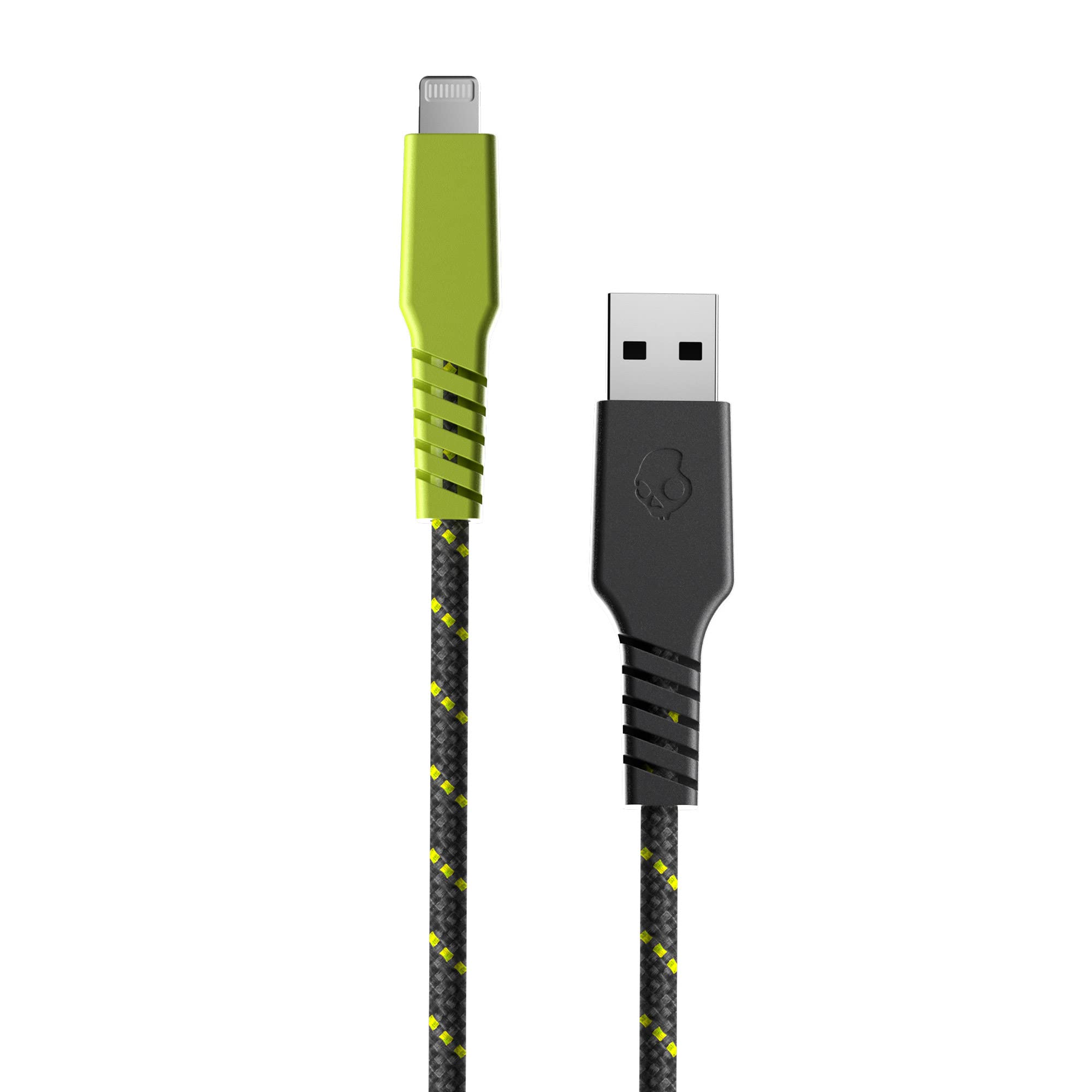 Skullcandy Line+ Braided Lightning Cable, 15W Usb A To Lightning Charger Cable And Sync Cable For Iphone/Pro/Max, 6Ft   Grey/Yel