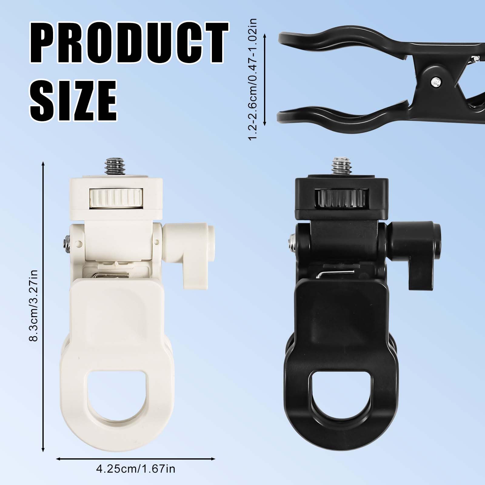 Peutier 2Pcs Selfie Light Clip, Anti-Slip For Monitor Mount With 1/4 Universal Screw Multiple-Use Camera Clamp Phone Light Holde