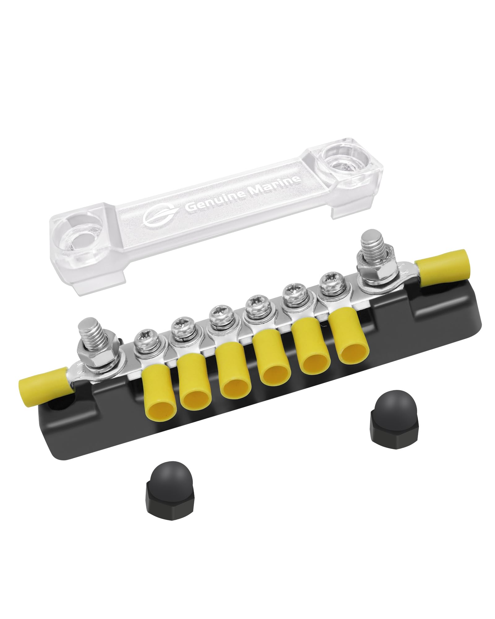 Lenkrad Power Distribution Block Bus Bar Pair With Cover, 150A Bus Bar For Marine, Automotive(6 Screws + 2 Studs)