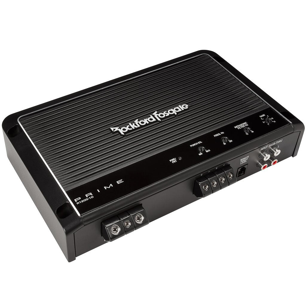 Rockford Fosgate R1200-1D Mono Amplifier - 1,200W Class-D, Black, Aluminum Alloy Construction