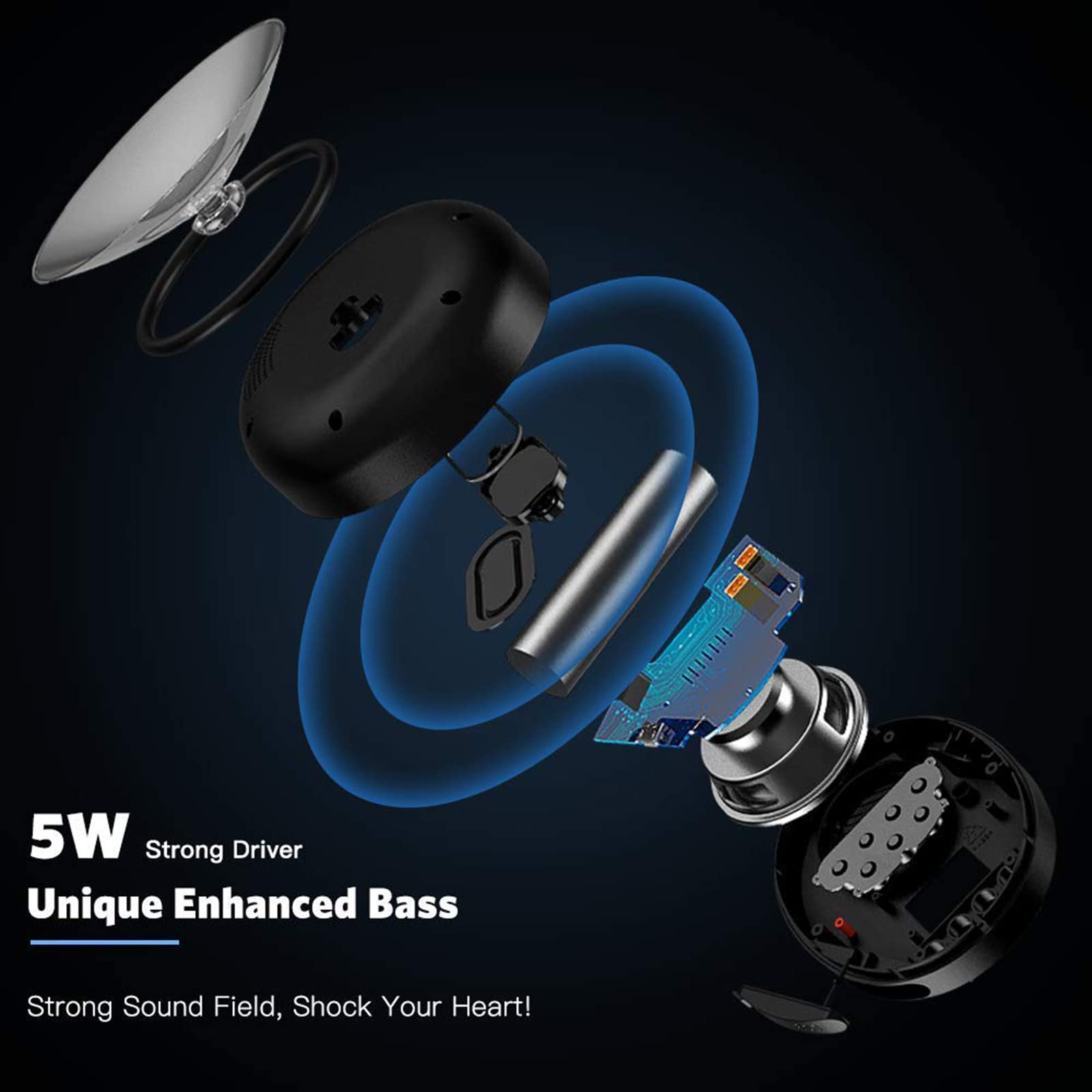 Shower Radio Speaker With Bluetooth 5.0, Agptek Waterproof Wireless Bathroom Fm With Suction Cup 12H Long Playback Time, Lanyard