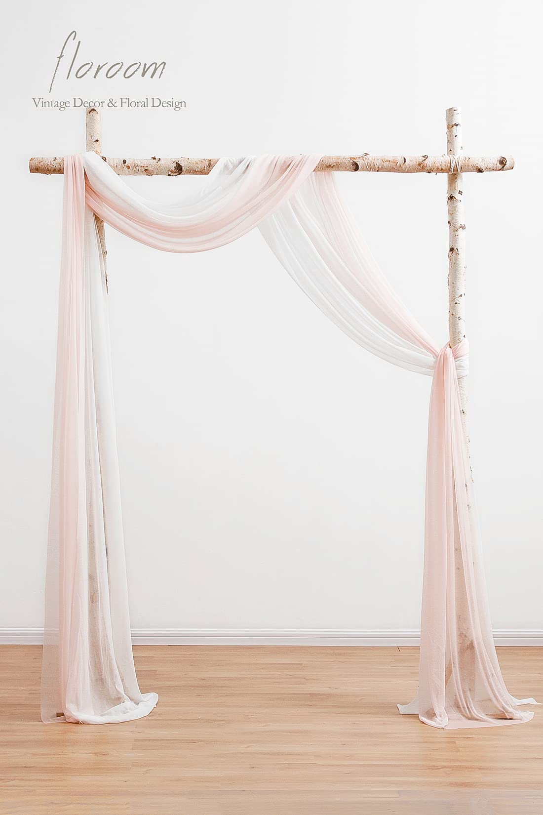 Floroom Wedding Arch Draping Fabric 2 Panels 20Ft Chiffon Fabric Drapes Arbor Drapery Wedding Ceremony Reception Swag Decoration