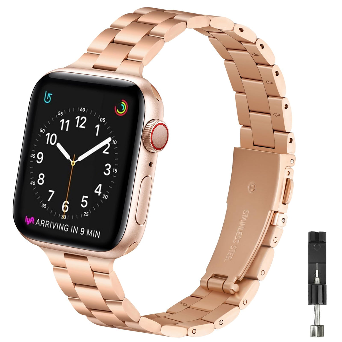 Omiu Thin Band Compatible With Apple Watch 40Mm 38Mm 41Mm 42Mm 44Mm 45Mm 49Mm, Premium Stainless Steel Metal Replacement Adjusta