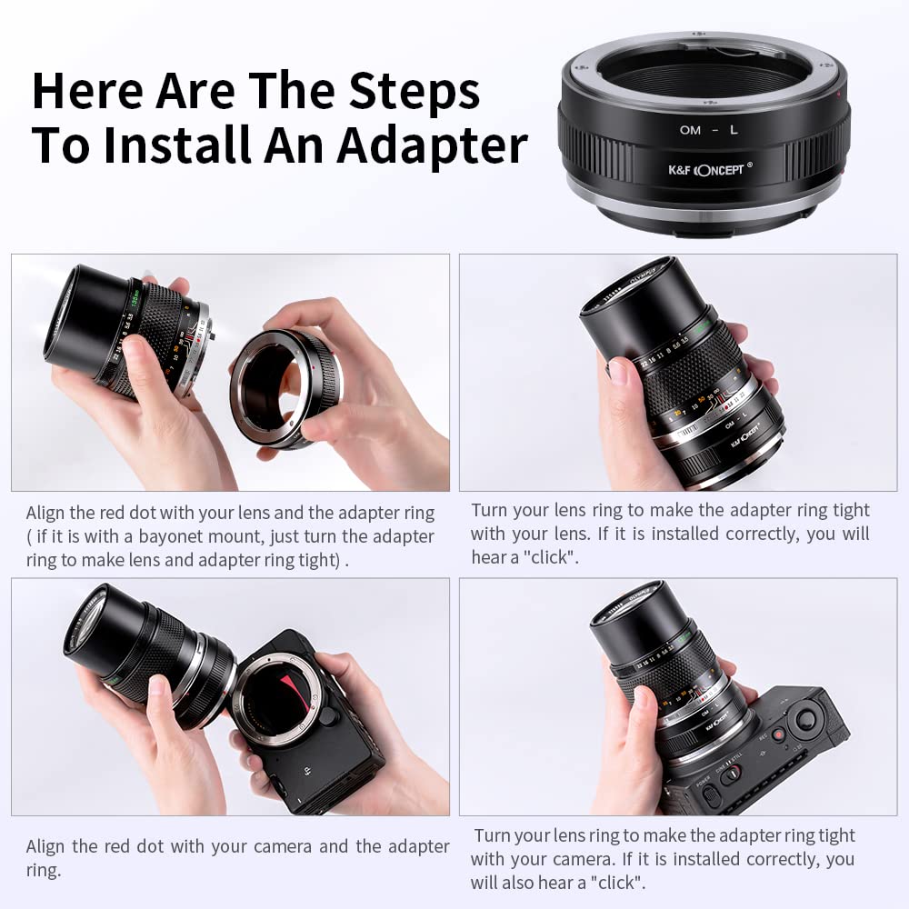 K&F Concept Lens Mount Adapter Om L Manual Focus Compatible With Olympus Om Slr Lens To L Mount Camera Body