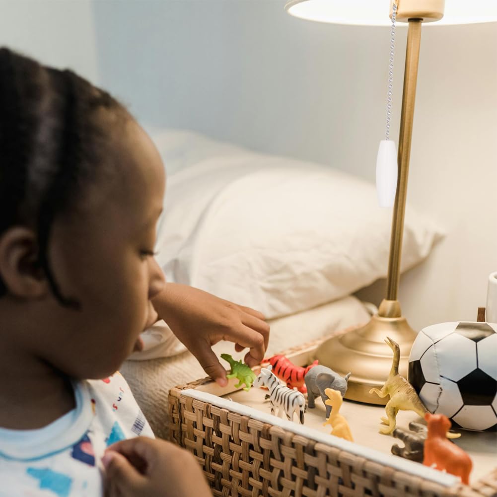 Aeknewo 2 Pack 12 Inch Ceiling Fan Pull Chain, 3Mm Beaded Ball Chains White Wooden Decorative Pendant Extension Chains For Ceili