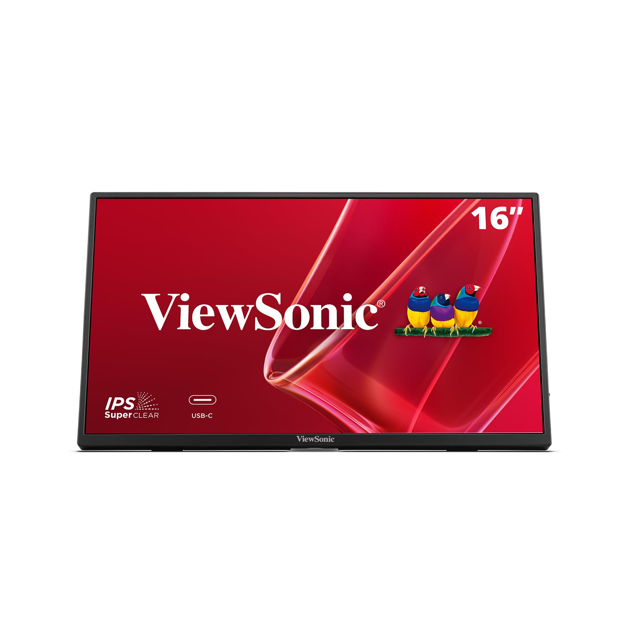 ViewSonic VA1650 15.6 Inch 1080p Portable IPS Monitor with a Built-in Stand, Mobile Ergonomics, USB C, Mini HDMI and Protective