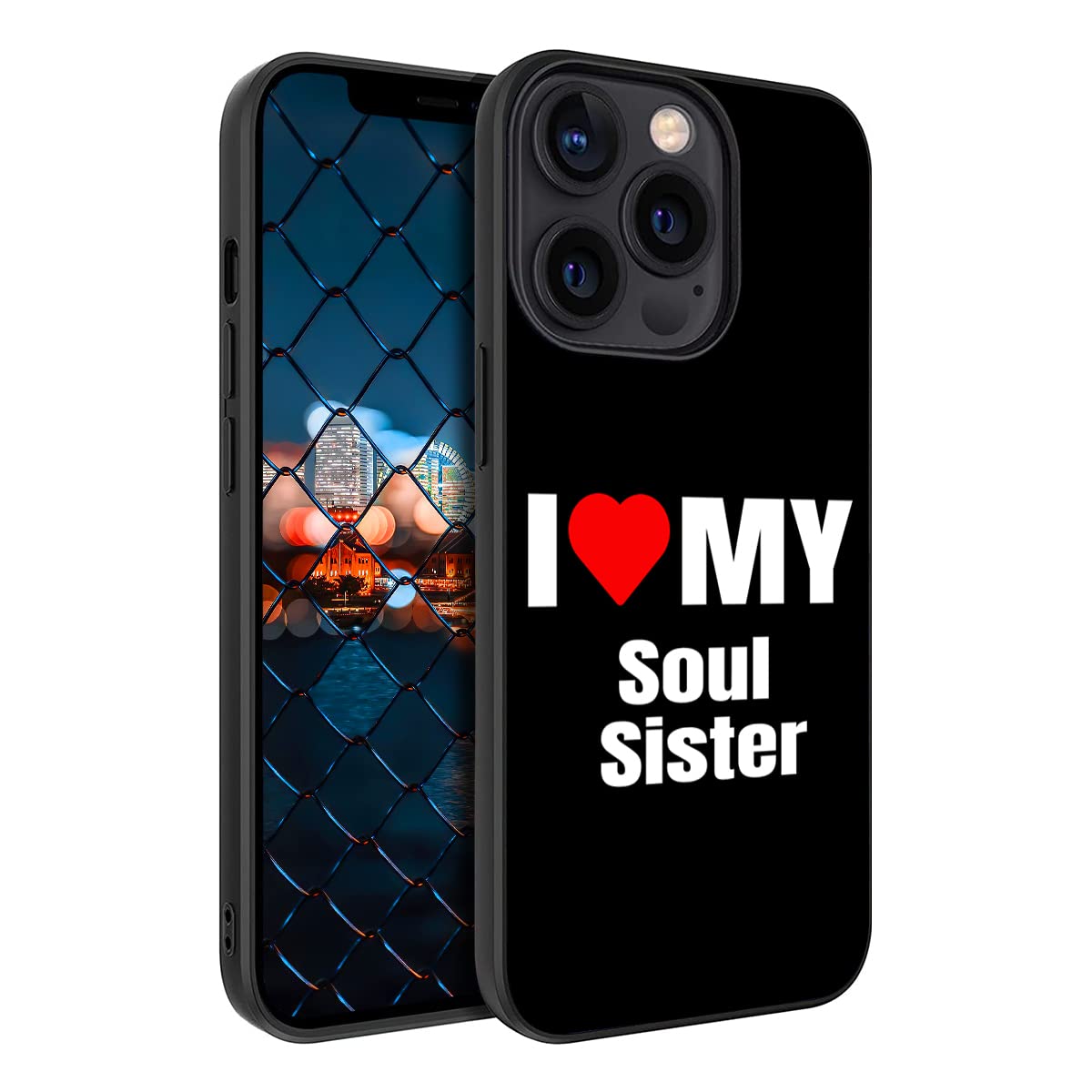 I Love My Soul Sister Red Heart Decor Phone Case For Iphone 15 14 13 12 11 Pro Max Mini Xr 8 Plus Samsung Galaxy S23 S22 S21 S20
