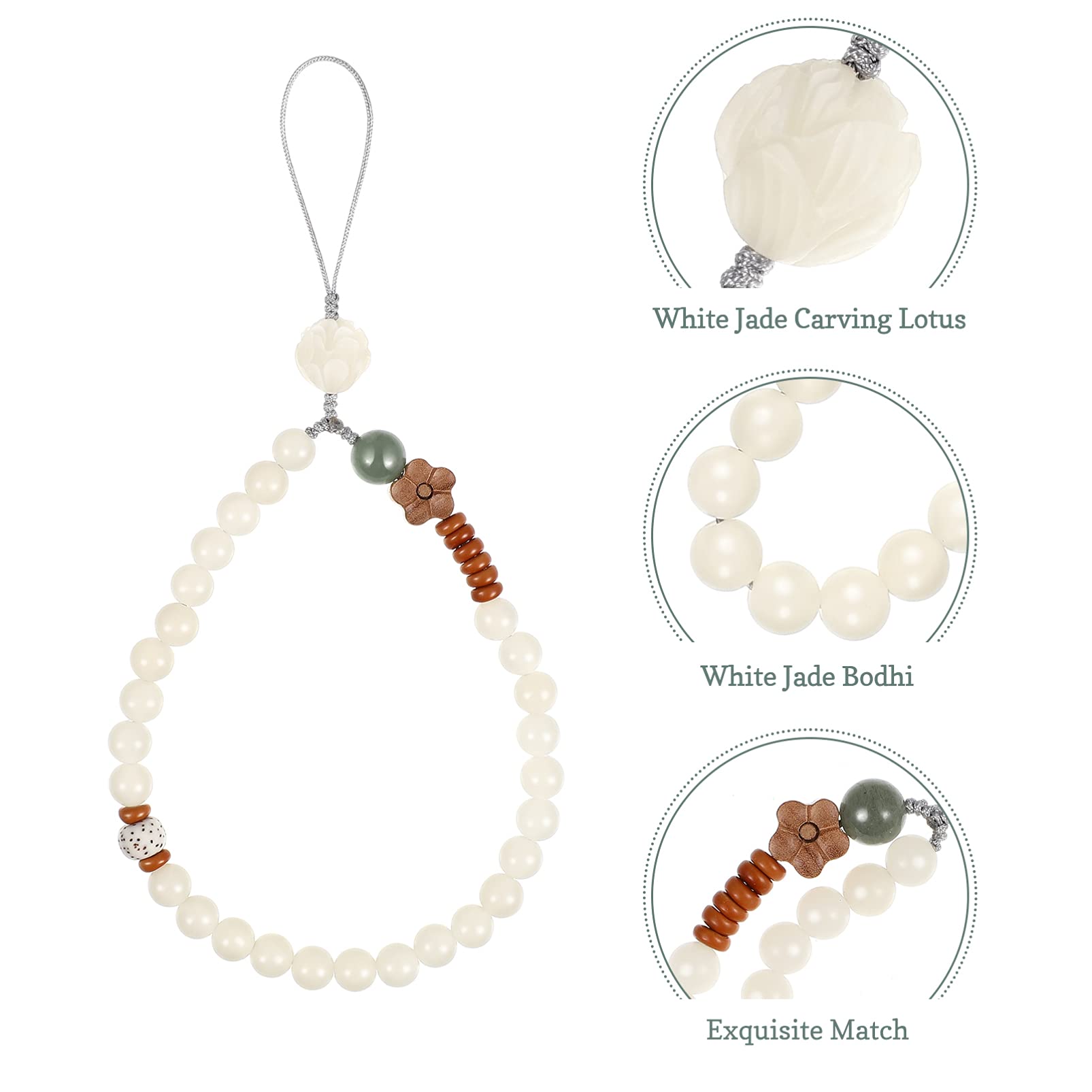 Ukcoco Phone Wrist Strap Buddha Beads Mobile Phone Strap Lanyard Keychain Hanging Pendant Chinese Style Phone Wrist Rope (Random