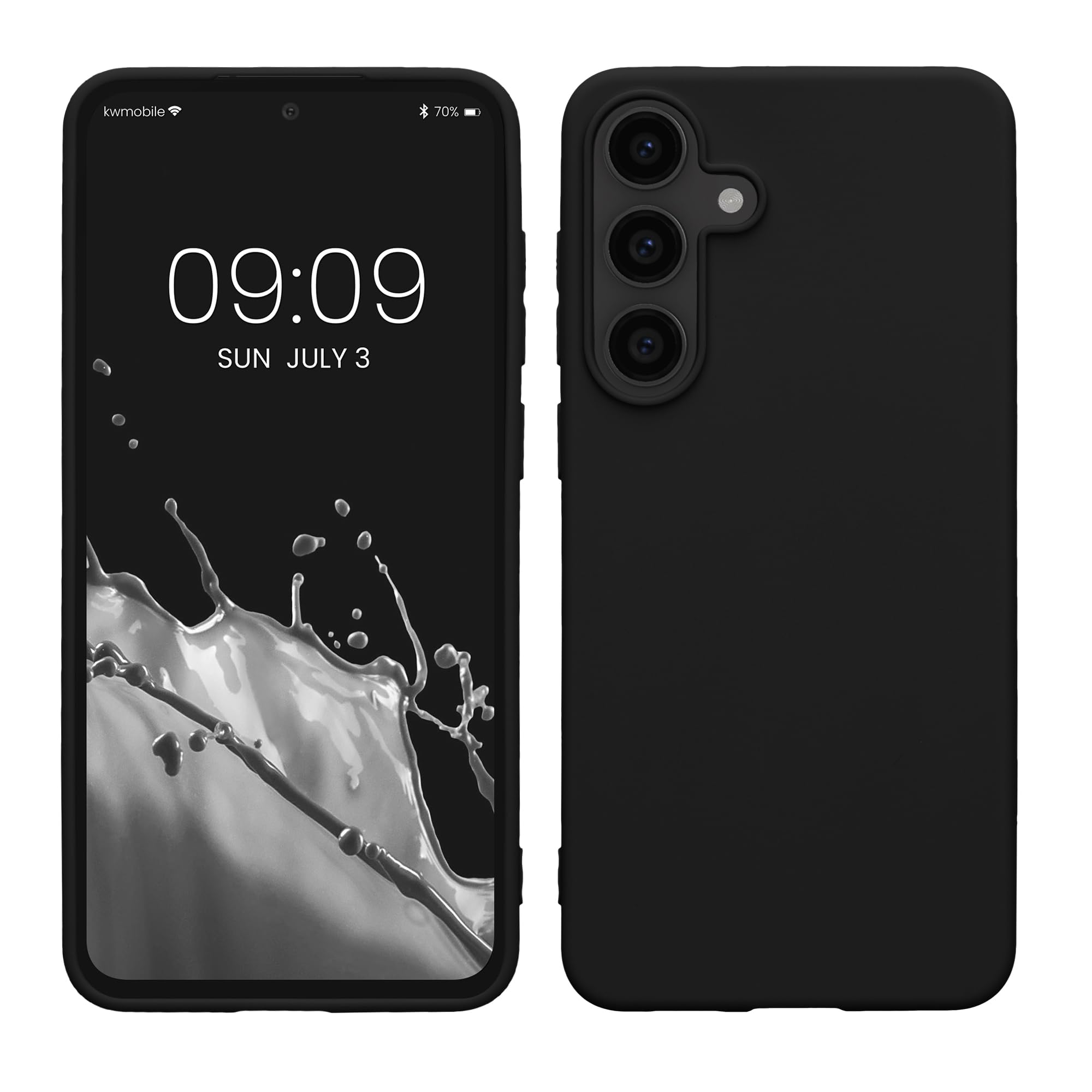 kwmobile Case Compatible with Samsung Galaxy S25 FE Case - Soft Slim Protective TPU Silicone Cover - Black