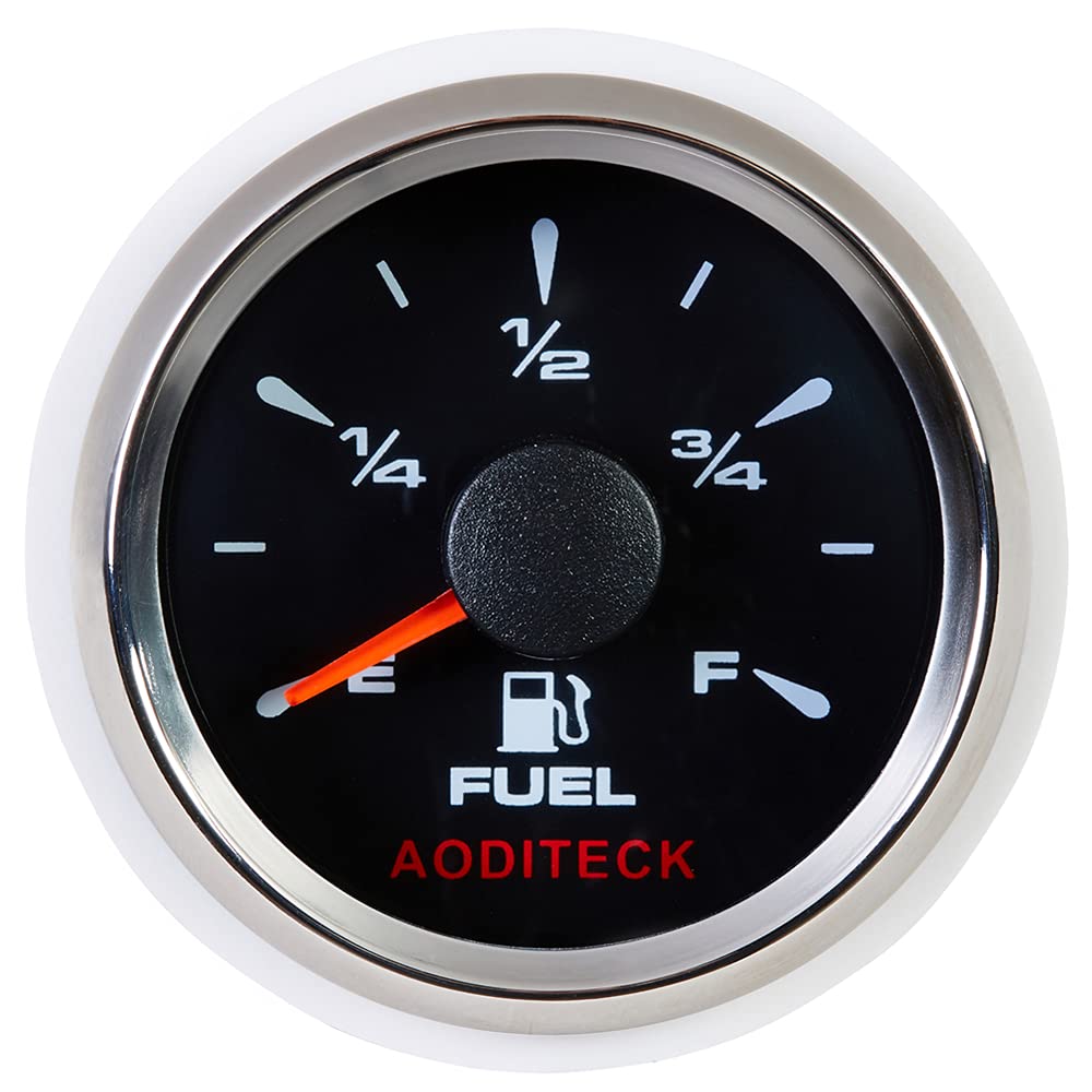 AODITECK 8 Scale Black Fuel Gauge Marine for Boat Vehicles RV Car Truck Oil Automotive Replacement Gauge Aftermarket Fuel Level 