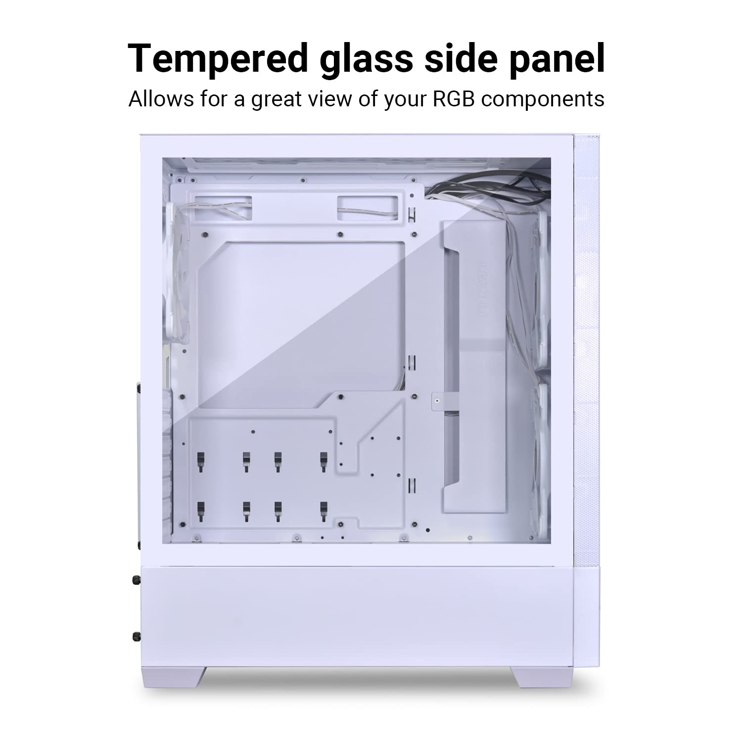 Lian Li High Airflow Mid Tower Atx Pc Case With Rgb Fans, Tempered Glass Side Panel, Usb C Port (Lancool 205 Mesh C, White)