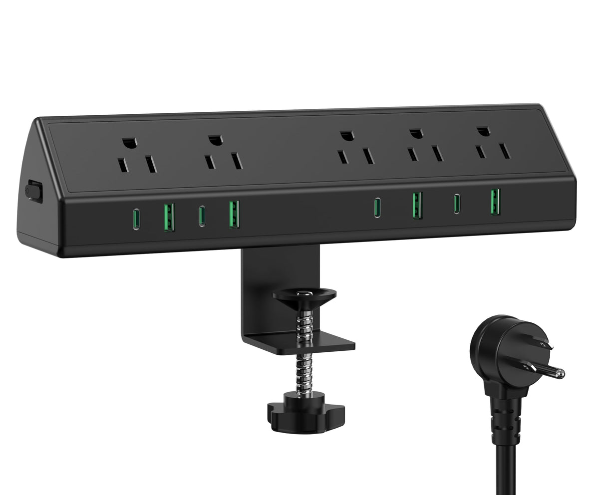45W Fast Charging Station,Desk Clamp Power Strip,4 Pd Usb-C Ports,5 Ac Outlets,Surge Protector Power Strip, 14Awg Heavy Duty Cor