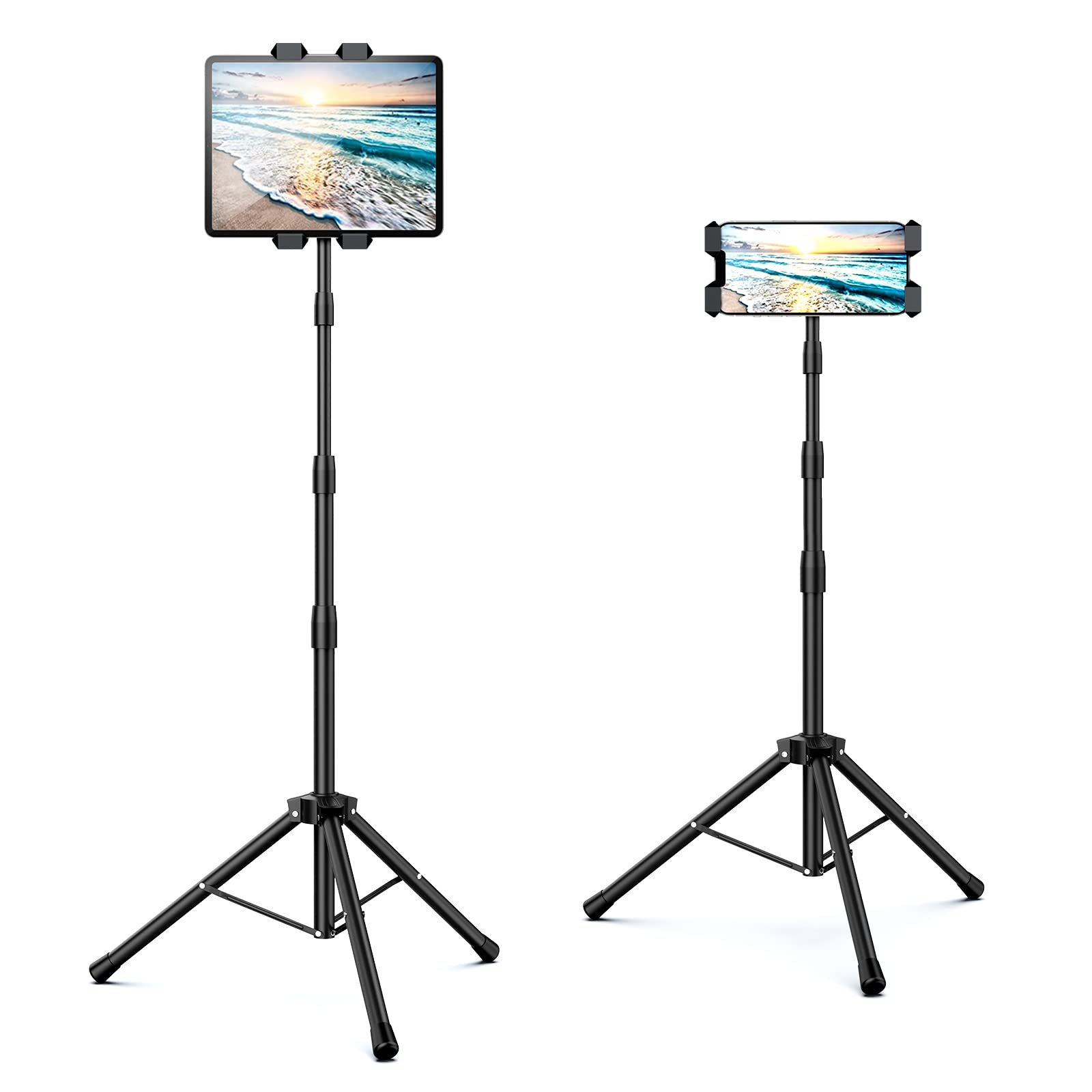 Raking Ipad Stand Floor, Ipad Tripod Stand Cellphone Stand With Height Adjustable Tablet Tripod Mount With 360 Rotating For Ipad