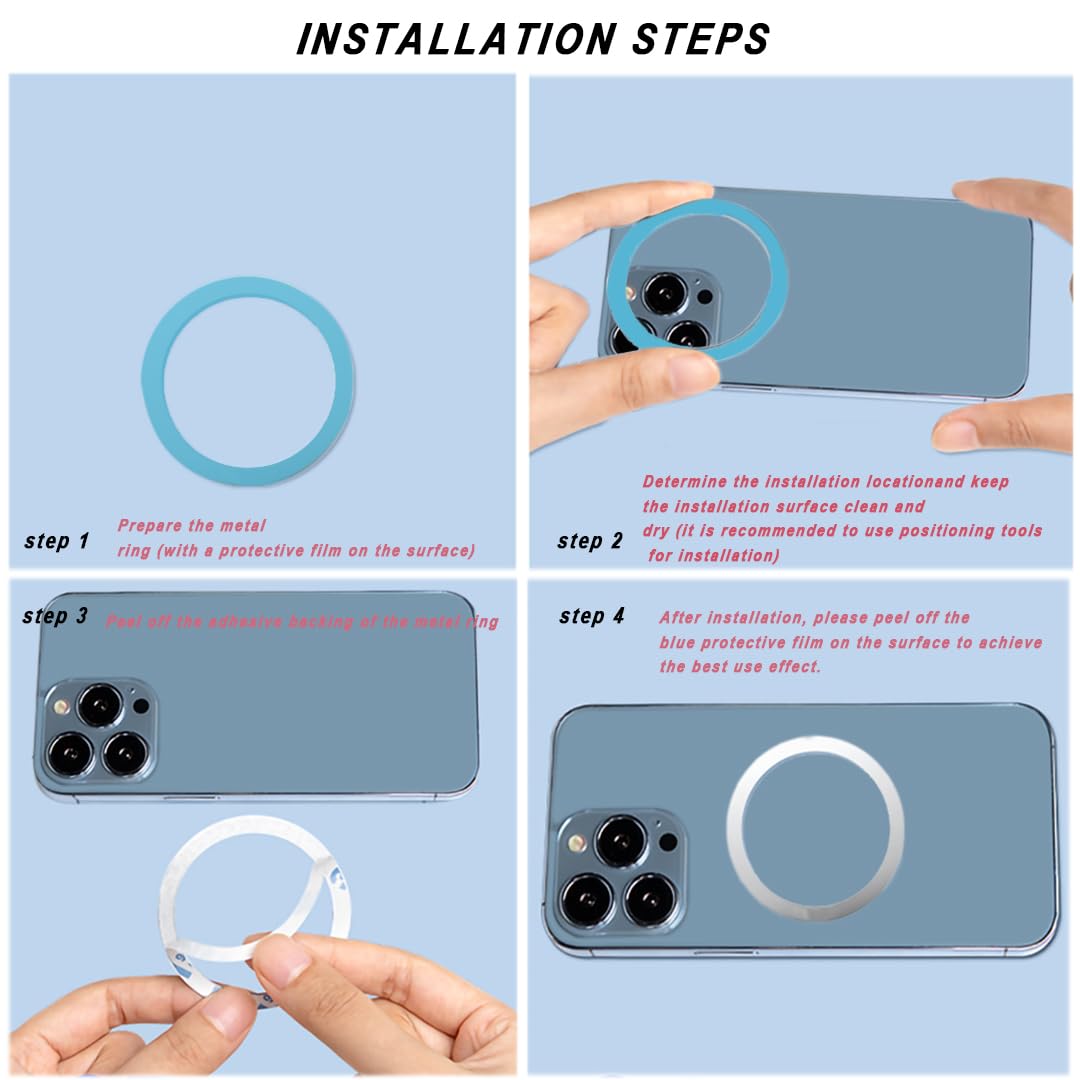 12 Pack Universal Metal Rings Compatible With Magsafe Magnetic Wireless Charger, Ultra Thin Rings Sticker Compatible With Iphone