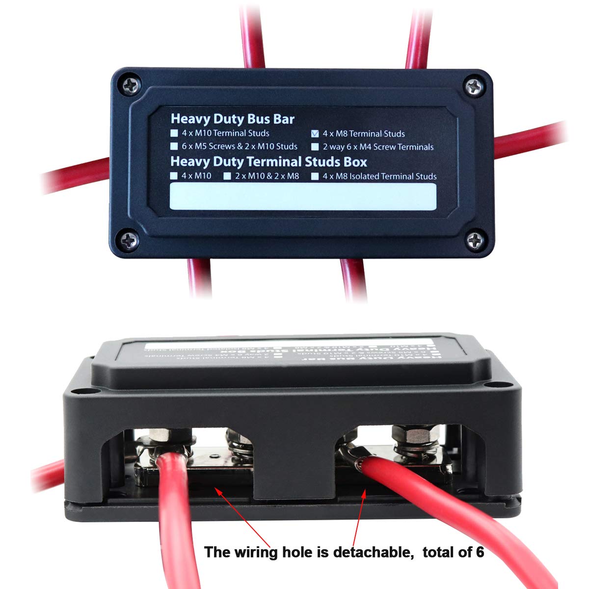 T Tocas 300A Heavy Duty Bus Bar Module Design Power Distribution Block Battery Junction Block With 4X M8 (5/16'') Terminal Studs