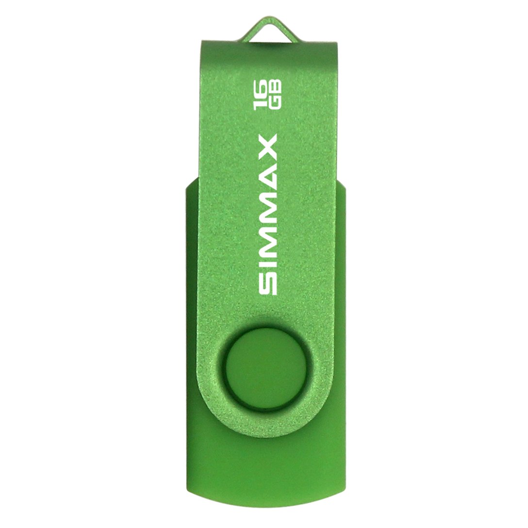 Simmax Usb Flash Drives 2 Pack 16Gb Memory Stick Swivel Design Usb 2.0 Flash Drive Thumb Drive Zip Drives (16Gb Blue Green)