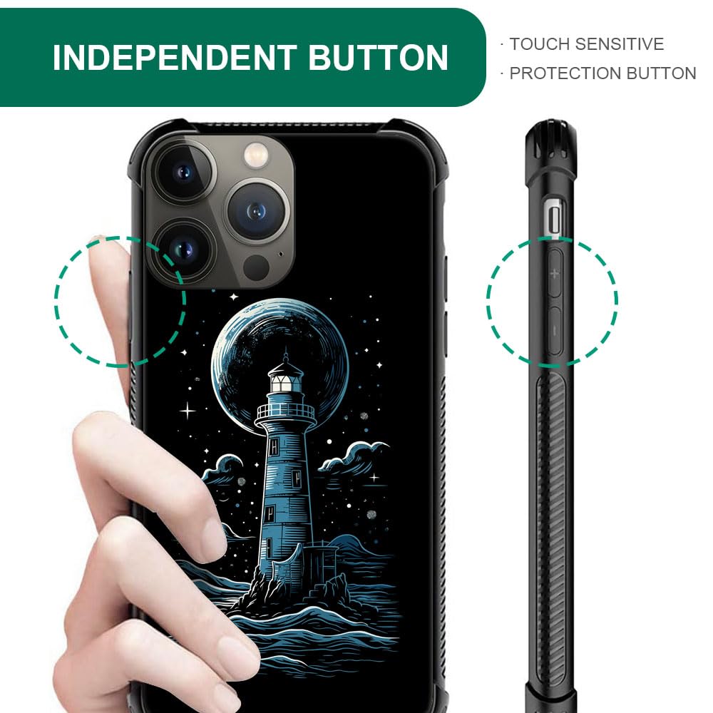 CARLOCA Phone Case Compatible iPhone 13 Mini Shockproof Polycarbonate Cosmic Space Lighthouse