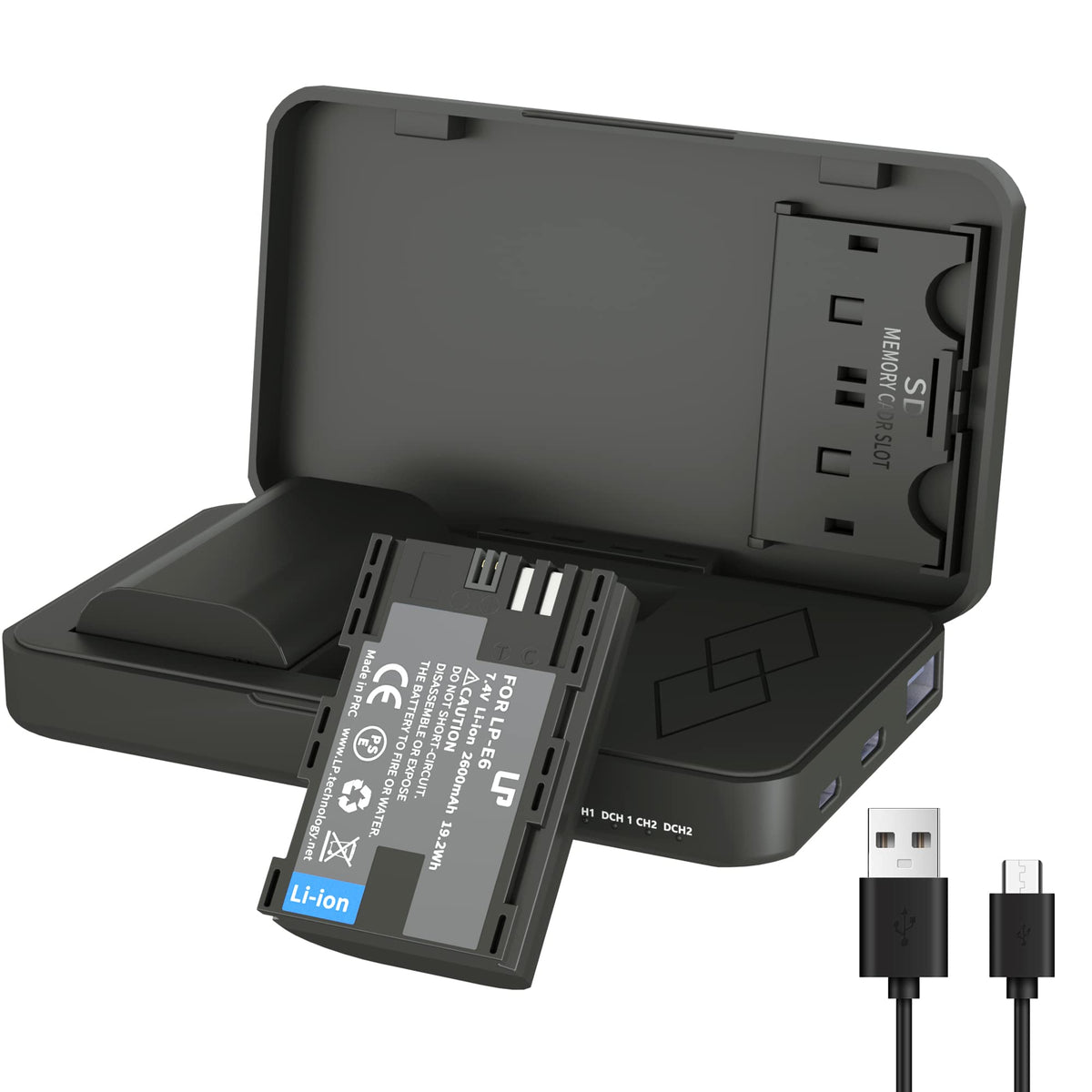 Lp E6 Battery Pack And Portable Charger,Lp 2 Pack Replacement Battery Compatible With Canon Eos 5D Mark Ii/5D Mark Iii/5D Mark I