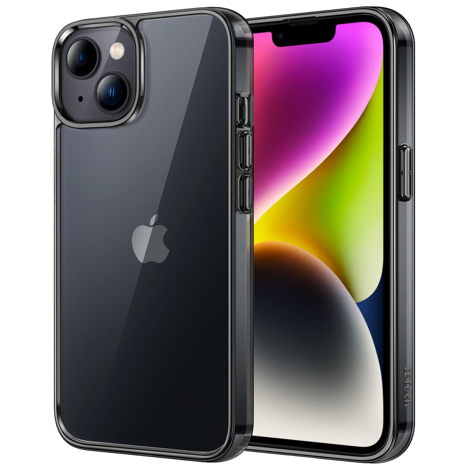 Jetech Case For Iphone 14 Plus 6.7 Inch, Non Yellowing Shockproof Phone Bumper Cover, Anti Scratch Clear Back (Black)