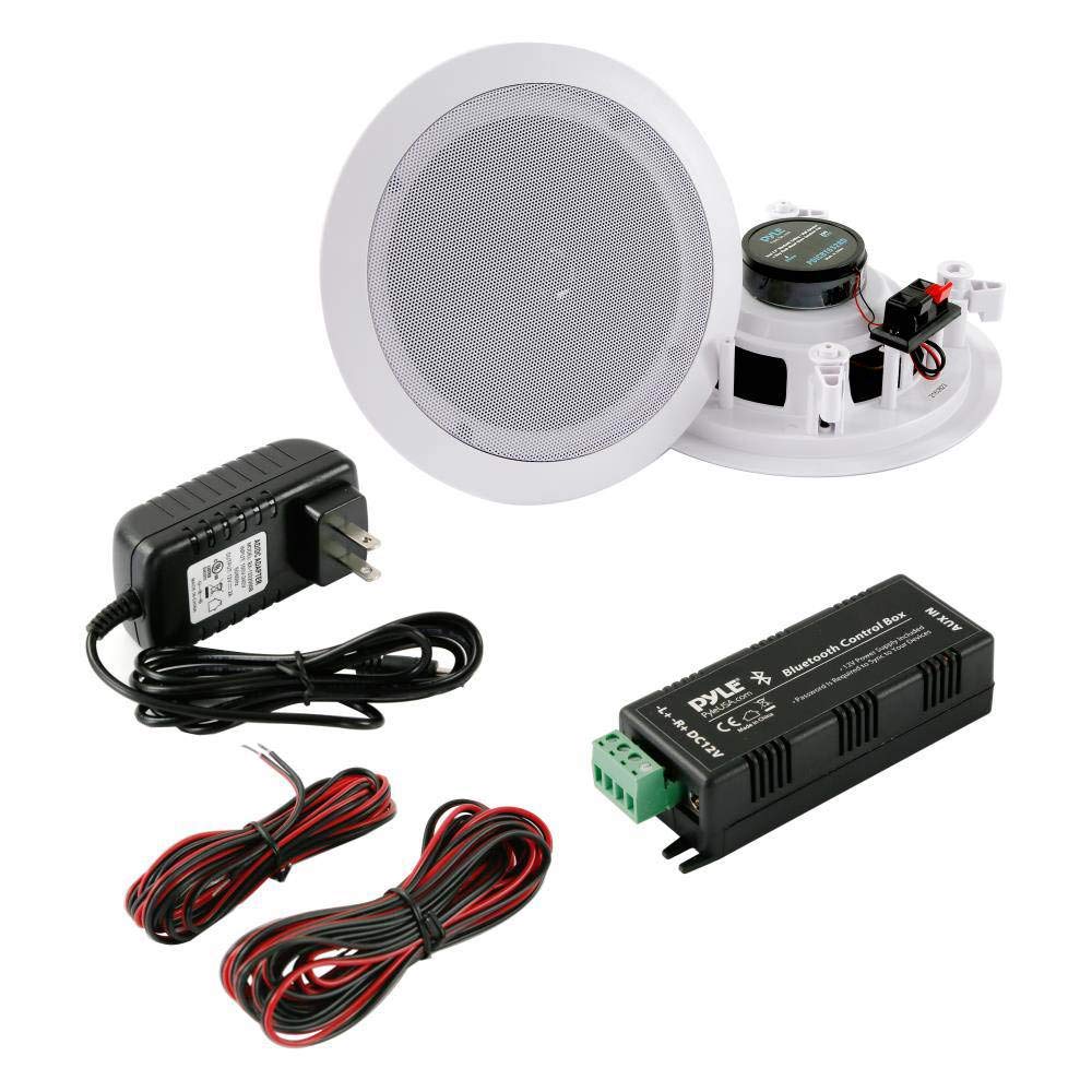 Pyle 6.5    Pair Bluetooth Flush Mount In-Wall In-Ceiling 2-Way Speaker System Quick Connections Changeable Round/Square Grill P