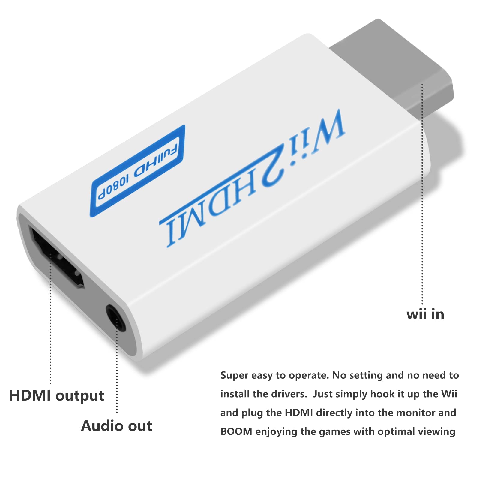4 In 1 Wii To Hdmi Adapter + Wii Power Cord Ac Adapter + Wii Sensor Bar Wired Motion Sensor Bar + 5Ft High Speed Hdmi Cable Comp
