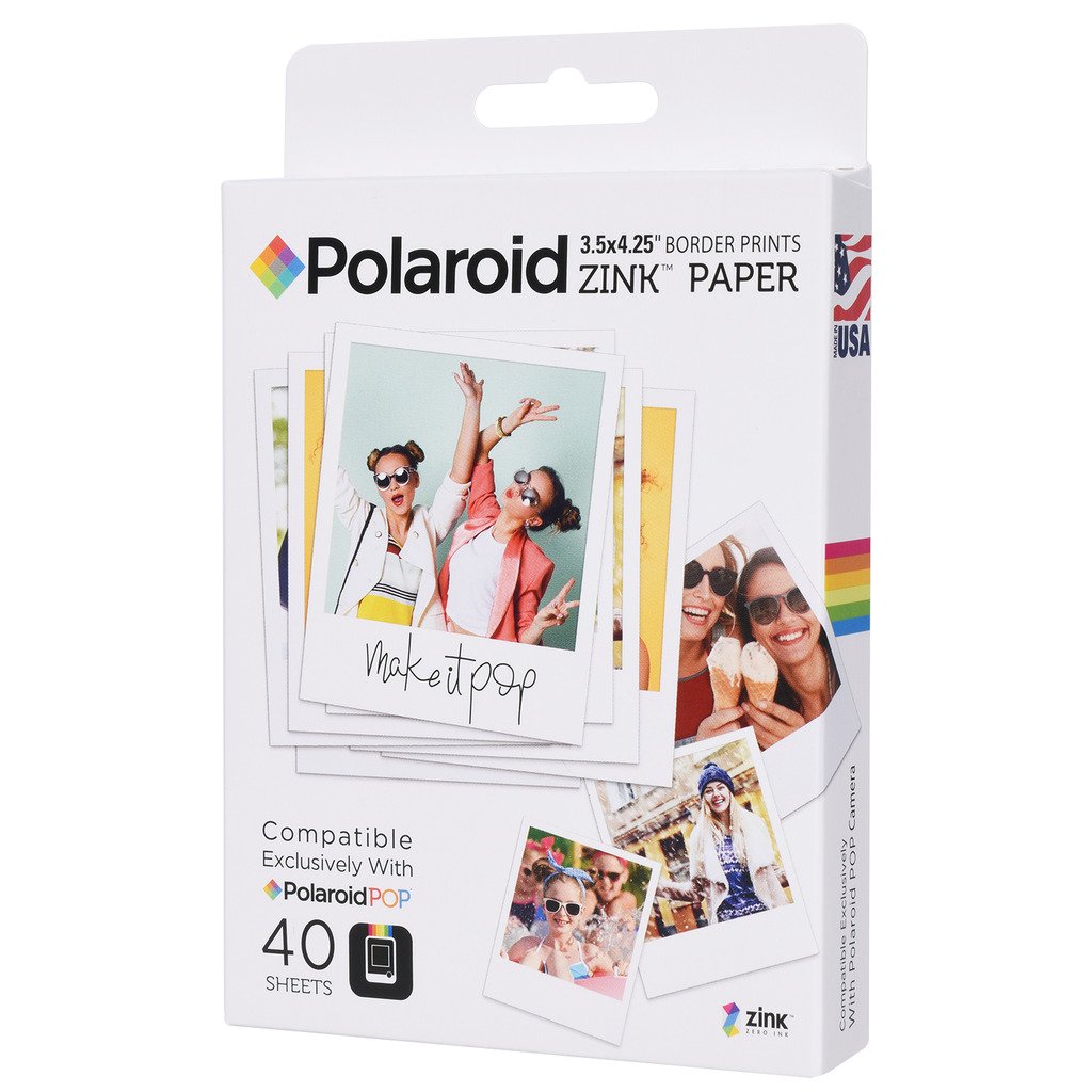 Zink Polaroid 3.5 x 4.25 inch Premium Zink Border Print Photo Paper (40 Sheets) Compatible with Polaroid POP Instant Camera & Po