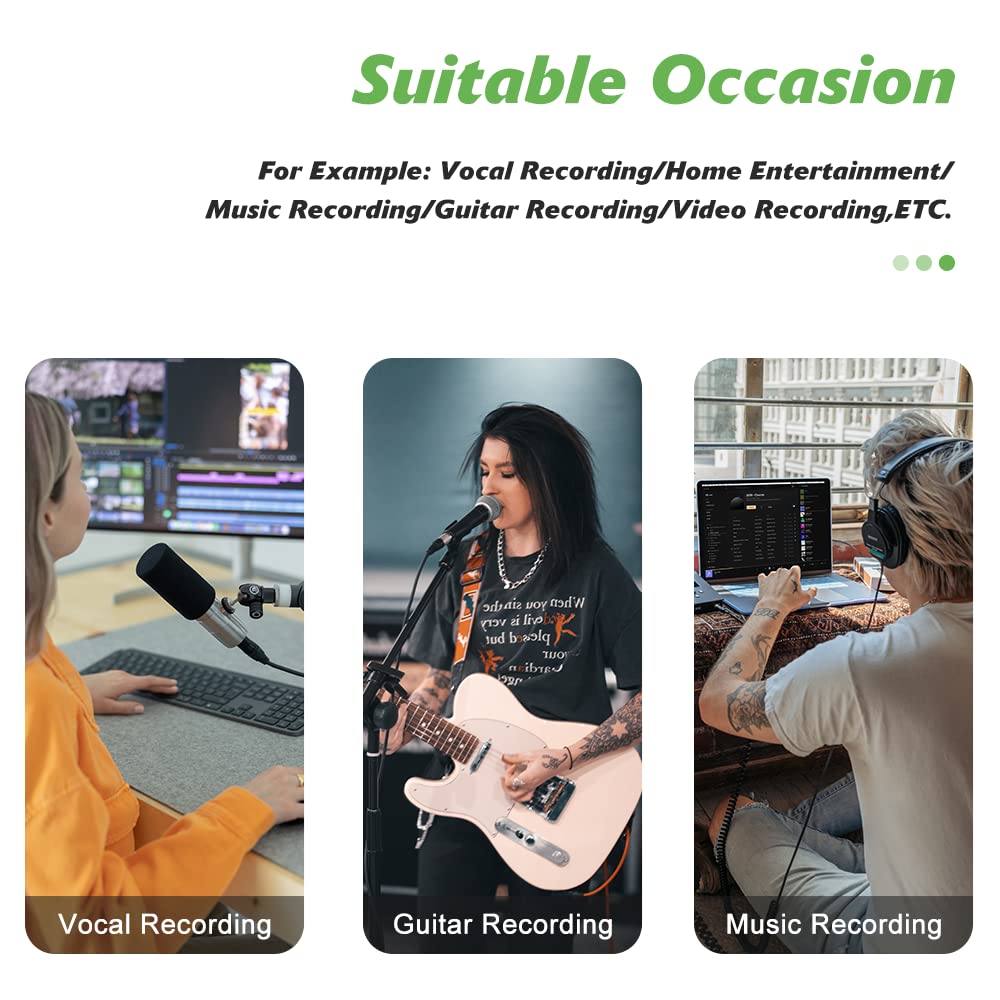 Bomge Usb Audio Interface(32Bit/192 Khz) With Xlr,Phantom Power,Direct Monitoring,Loopback For Pc Recording,Streaming,Guitarist,