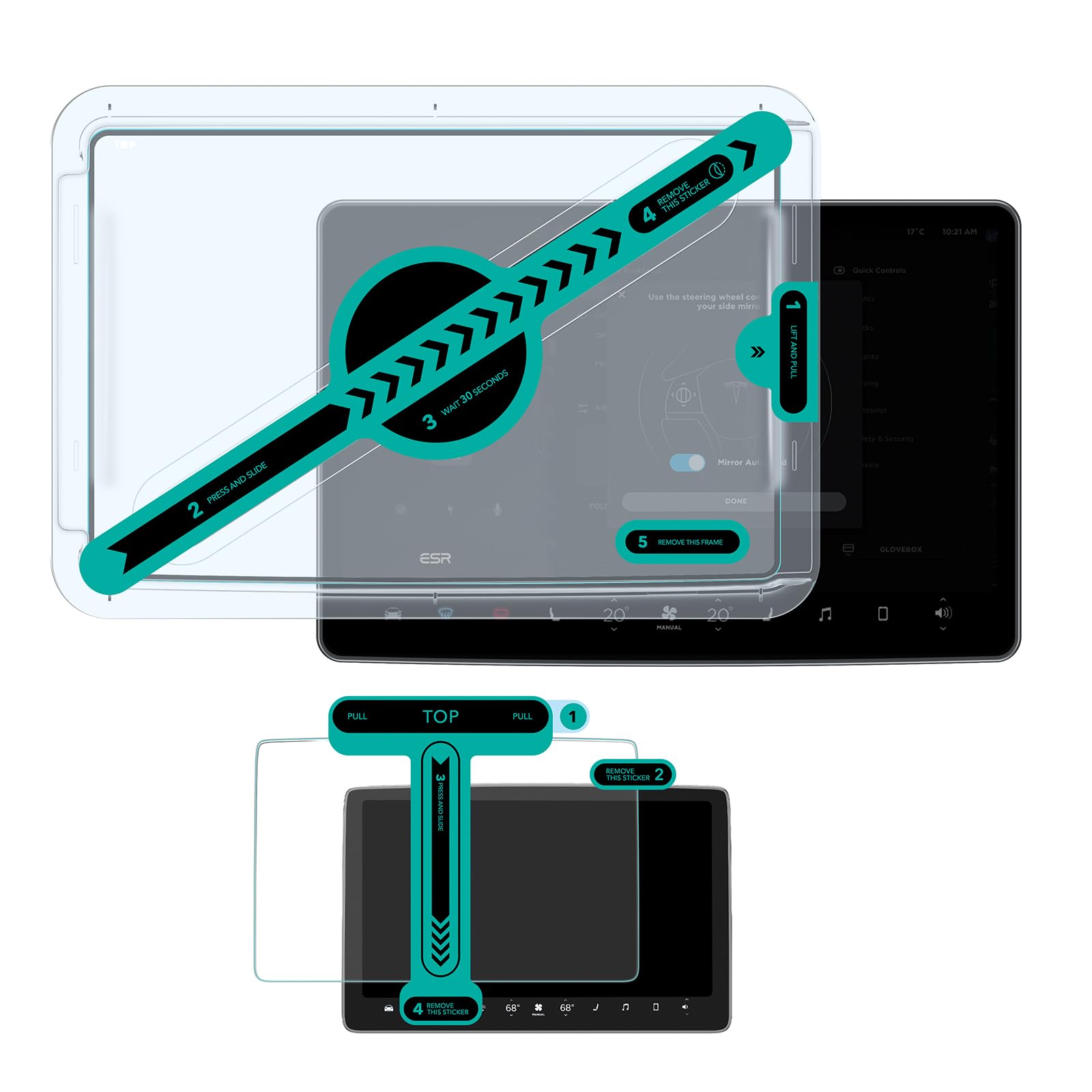 Esr Center Console And Rear Touchscreen Tempered Glass Screen Protector For Tesla Model 3 Highland (2024), Matte Glass Film With Alignment Kit, Scratch And Shock Resistant, Bubble Free