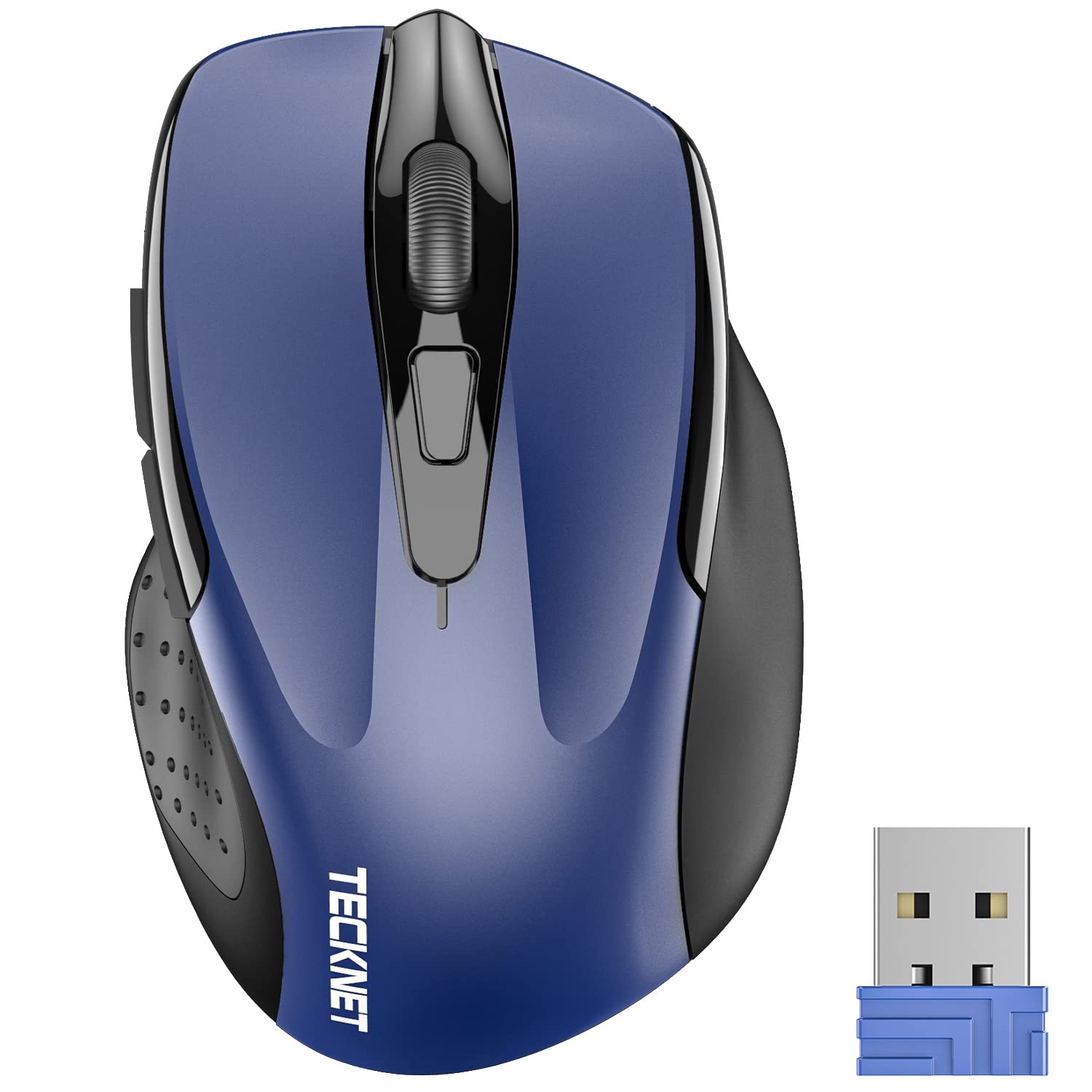 Tecknet Wireless Mouse, 2.4Ghz Ergonomic Computer Mouse, Portable Cordless Mice, 5 Level 2400 Dpi Mouse For Laptop, 6 Buttons Usb Mouse For Chromebook, Ergo Grip, 24 Months Battery   Blue