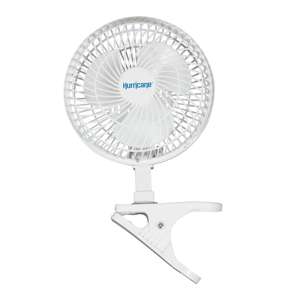 Hurricane Classic 6 Inch Clip Fan, 2 Speed Portable Mini Desk Personal Table Fan With Adjustable Tilt For Home Office, Stroller, And Travel, White