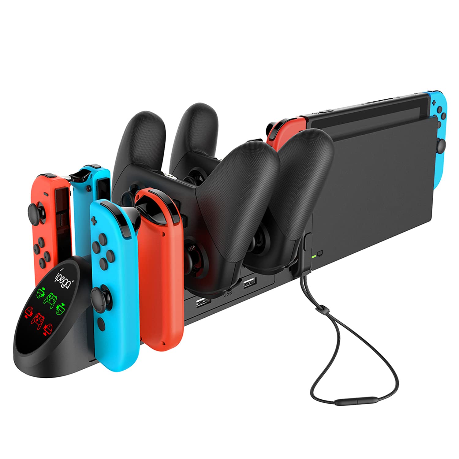 Charger Station For Switch/Switch Oled Model Joy Con And For Switch Pro Controllers Charging Dock With Usb 2.0 Plug And Ports, O