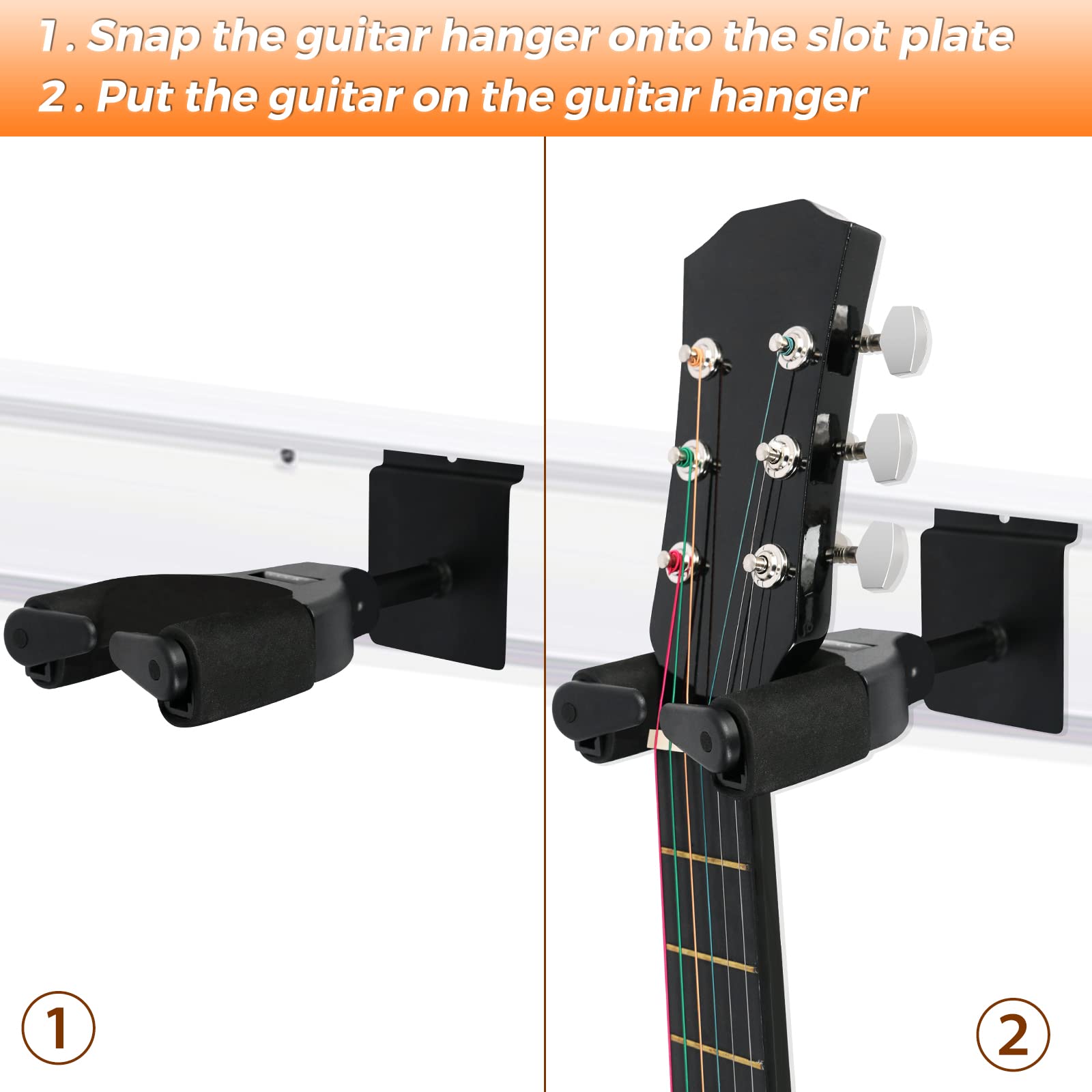 Eastrock Slatwall Guitar Wall Hanger, Guitar Wall Mount Locking, Guitar Hanger Wall Hook Holder Stand, Slot Plate Guitar Wall Mo