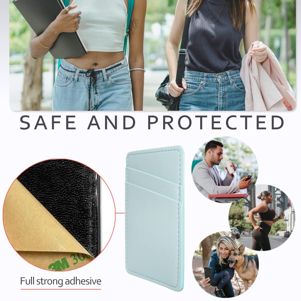 Card Holder For Phone Case, Phone Card Holder Leather, Dual Pocket Phone Wallet Stick On For Iphone, Android Cell Phone   White