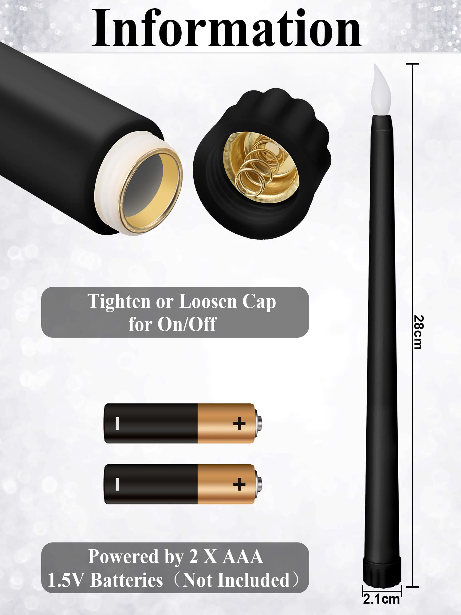 Treela 24 Pcs Flameless Taper Candles Bulk Led Taper Candles Sticks Battery Operated For Christmas Birthday Wedding Party Church